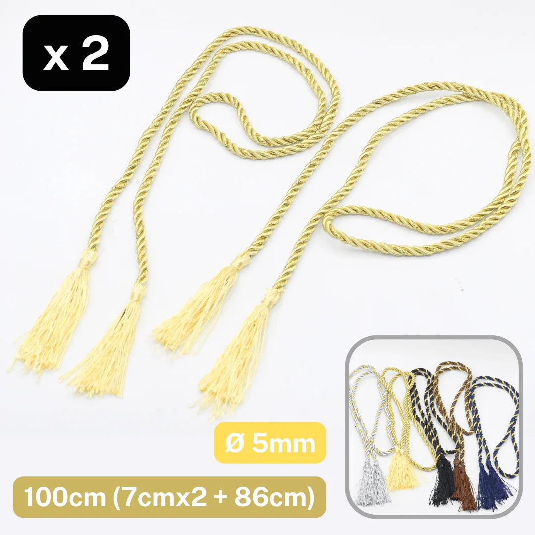 2x 100cm Cords with Tassels - ACCESSOIRES LEDUC BV