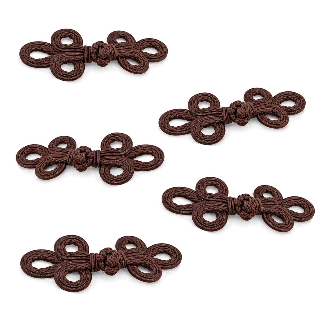 Chinese Frog Closures in Raffia – 6 × 14 cm – Set of 5