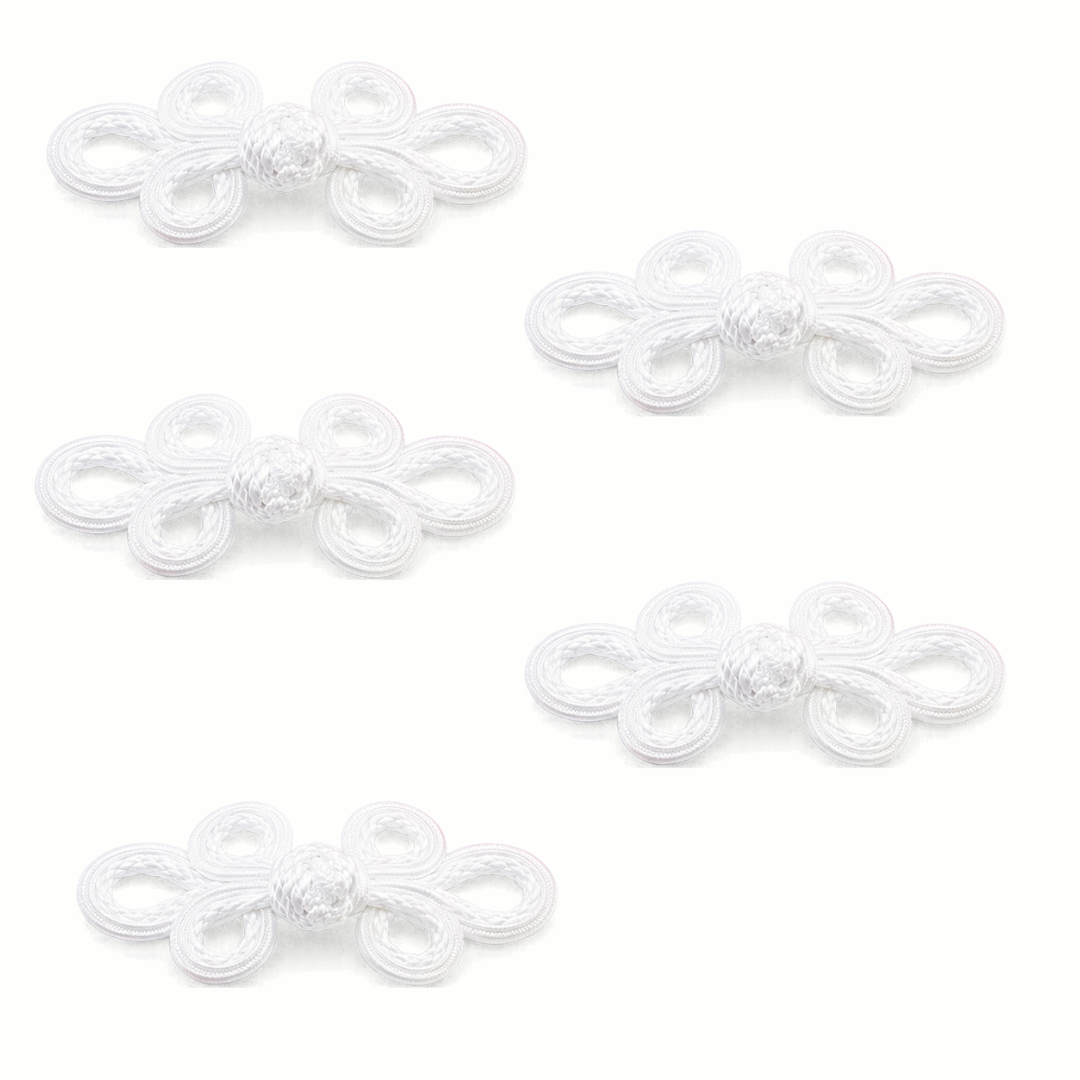 Chinese Frog Closures in Raffia – 6 × 14 cm – Set of 5
