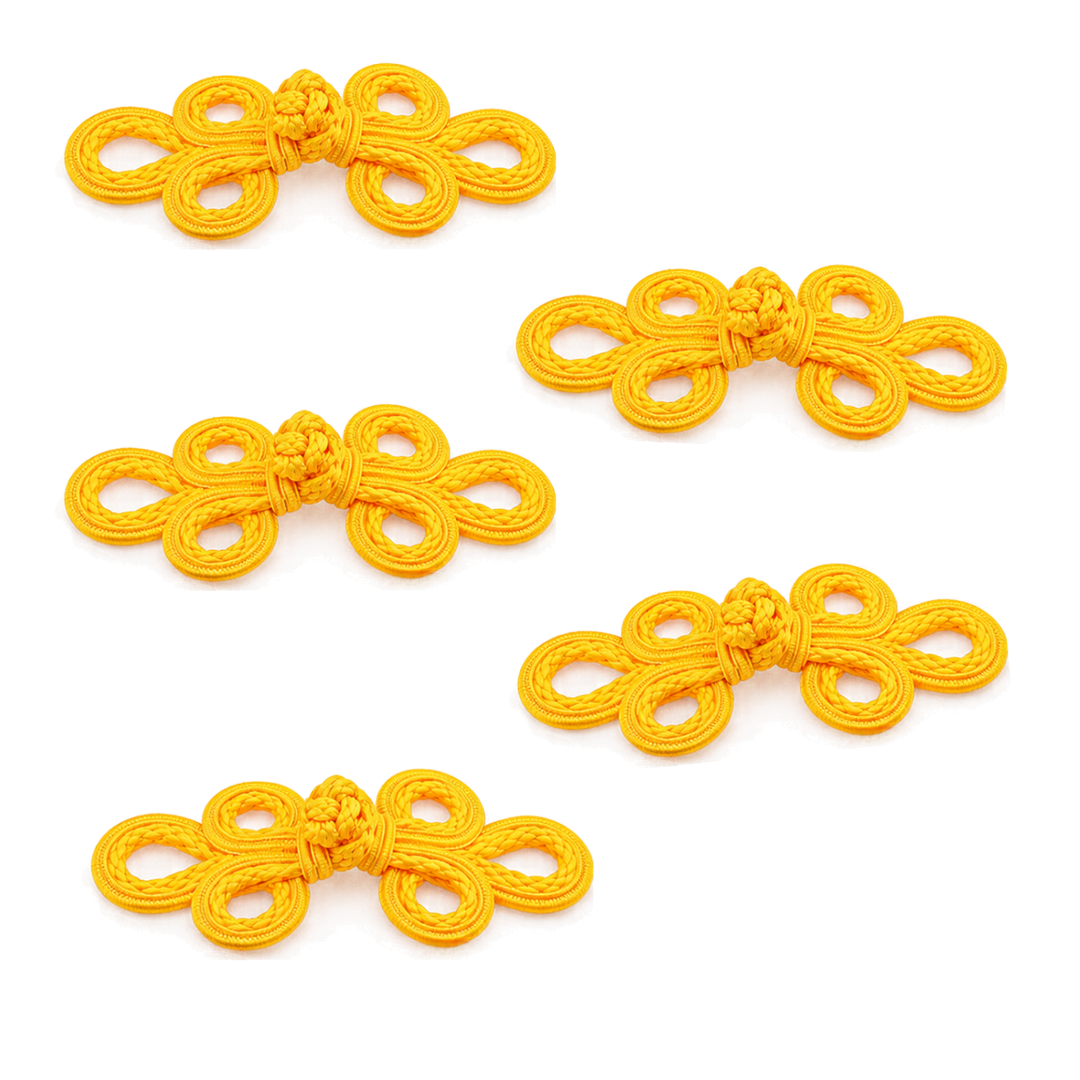 Chinese Frog Closures in Raffia – 6 × 14 cm – Set of 5