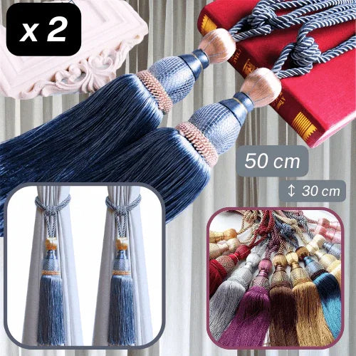 1 pair (2 pieces - suitable for 1 or 2 window(s)) Elegant Classic Giant 30cm Tassel Tie-Back #EMB08 - ACCESSOIRES LEDUC BV