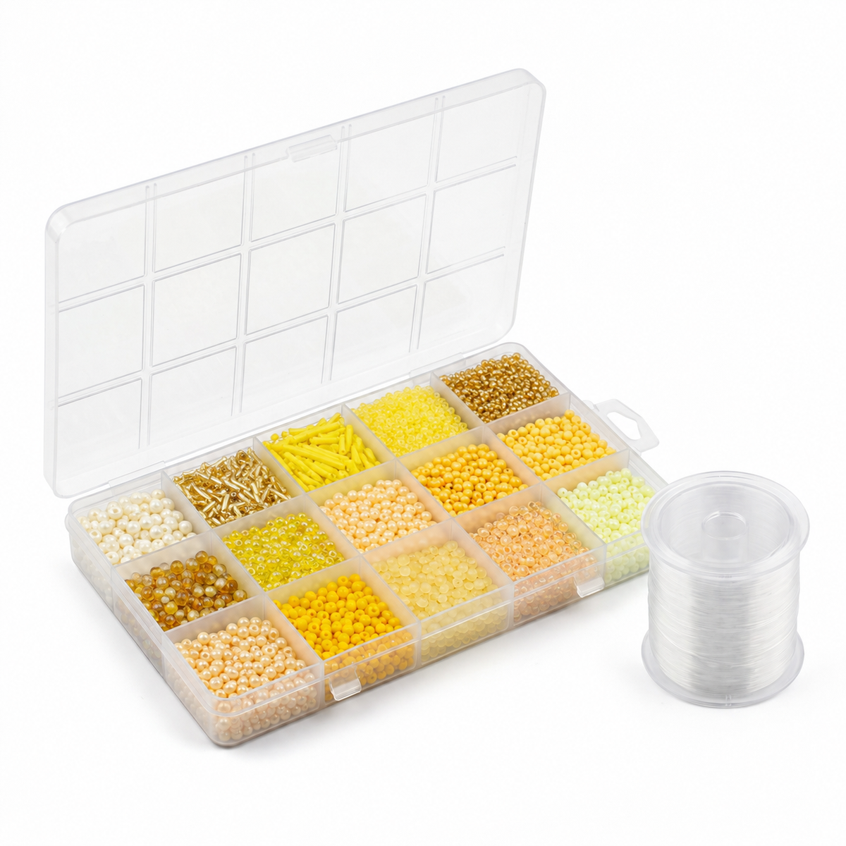 Premium Decorative Bead Set with Storage Box – 15 Compartments – 150g + 130m Thread - 12 colours sets available
