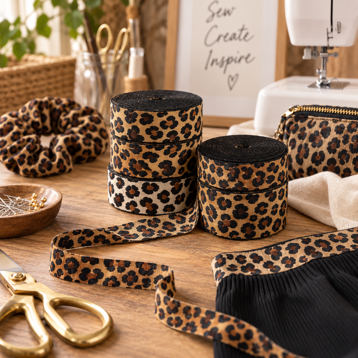Élastique léopard de 40 mm pour ceintures, vêtements et couture