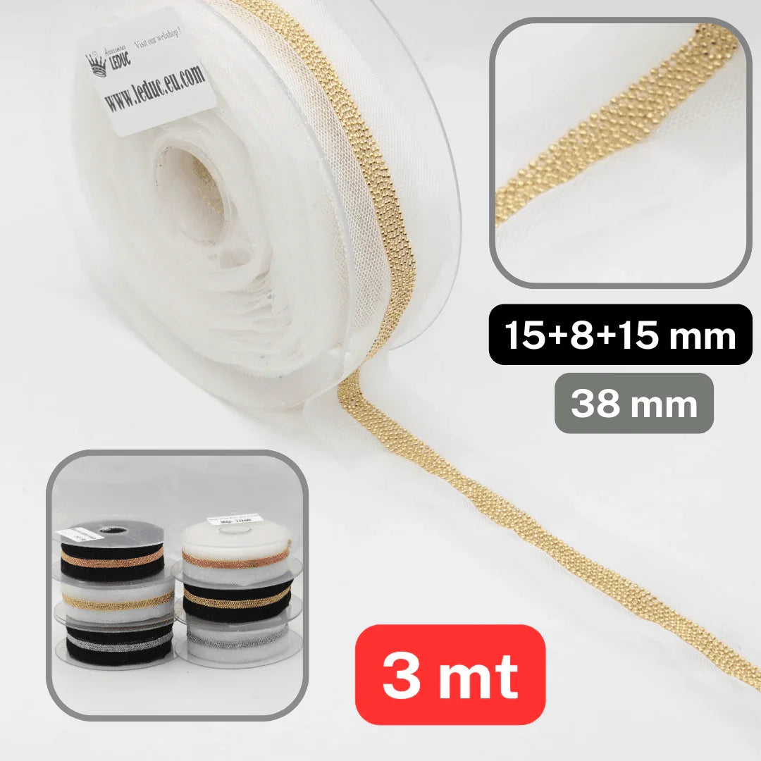 3 meters Trimming 40MM Mesh + Chains Trim #PAS941 - ACCESSOIRES LEDUC BV