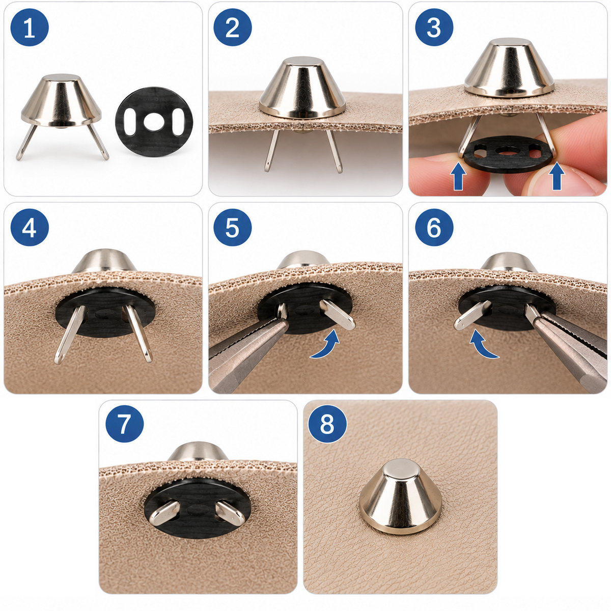 15mm Bag Feet / Purse Feet – Set of 20 – Silver or Gold