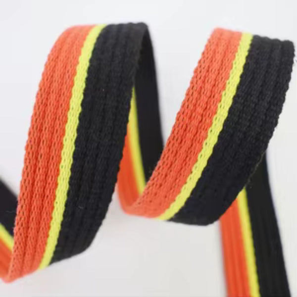 5 m 30 mm Thick Striped Webbing Orange/Yellow/Black #RUB1968