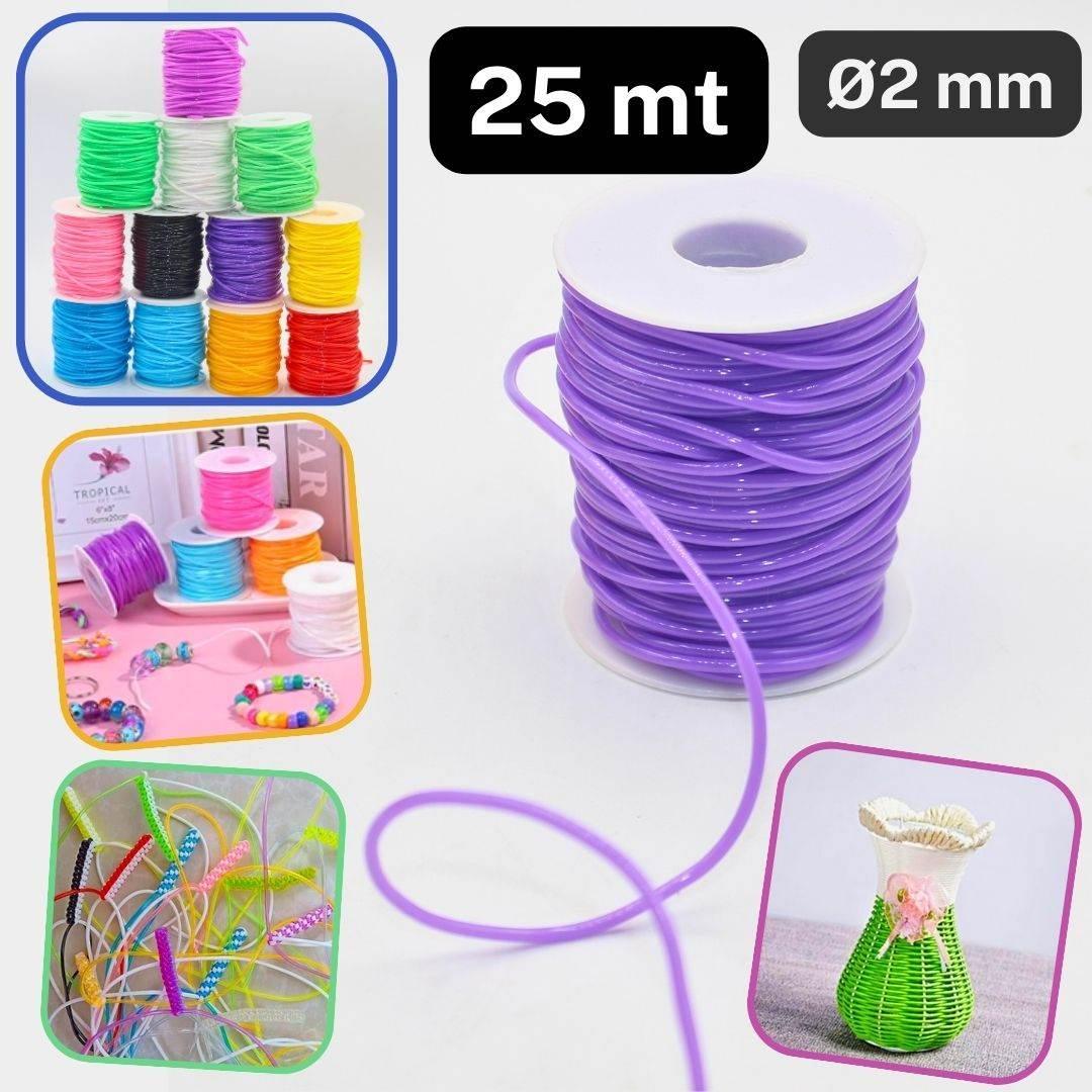 25 meters Round Plastic Cords 2mm Wide, PVC for Jewelry Making or DIY - Scoubidou - ACCESSOIRES LEDUC BV