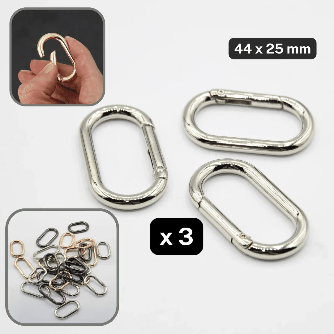 Set of 3 Clipsable Oval Buckles size 25, 32 or 38mm available in Lightgold, Silver or Gunmetal colours #BMEx020 - ACCESSOIRES LEDUC BV