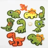 Set of 9 Iron On Dinosaurs Patches Colour Green #HAB5021 - ACCESSOIRES LEDUC BV