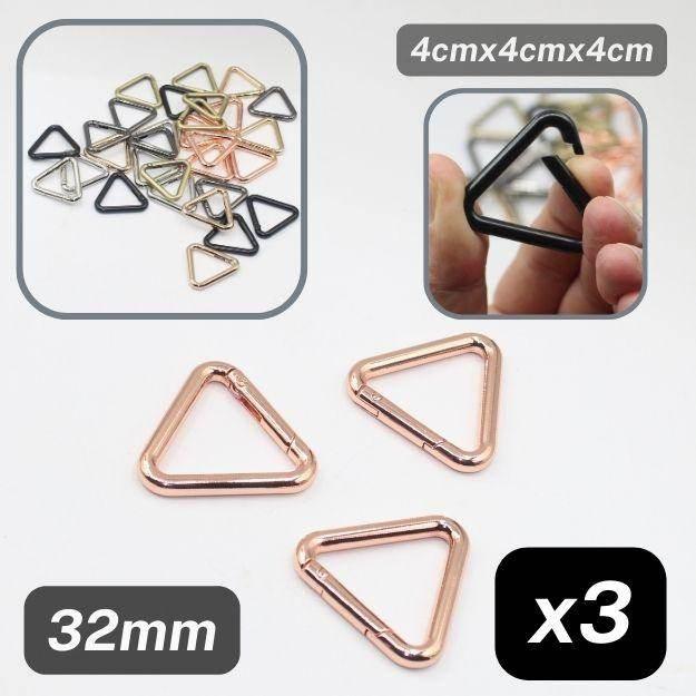 Set of 3 Metal Triangular Lobster Buckles size 32mm #BMEx062 - ACCESSOIRES LEDUC BV