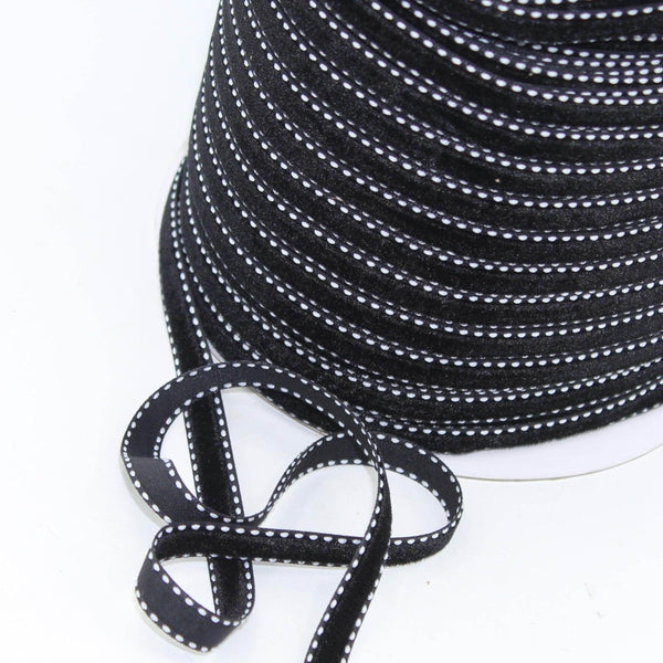 5 meters Stitched Velvet Ribbon 9 / 15 / 20mm #VEL1501 - ACCESSOIRES LEDUC BV