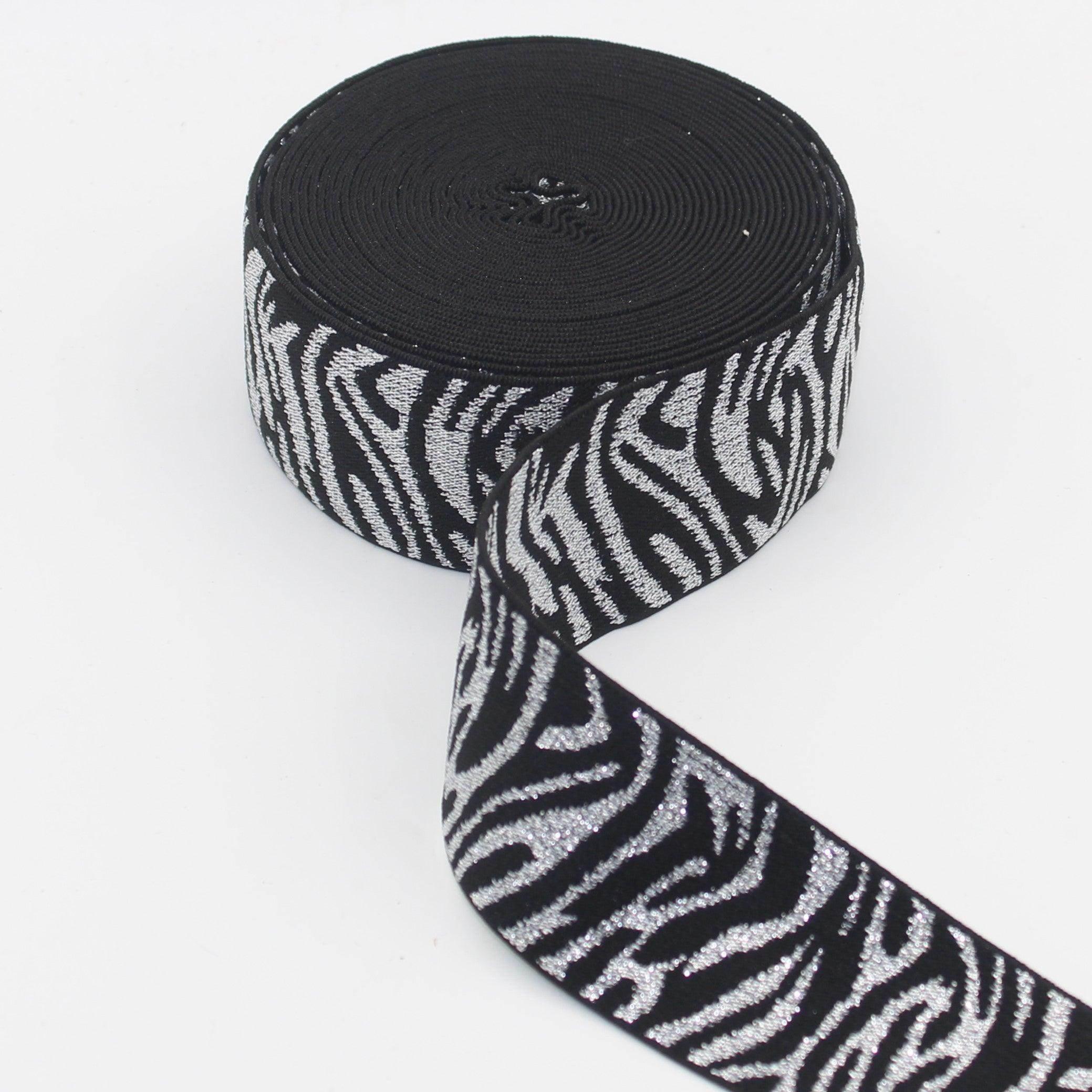 Black + Lurex Design Elastic 40mm #ELA3522 - ACCESSOIRES LEDUC BV