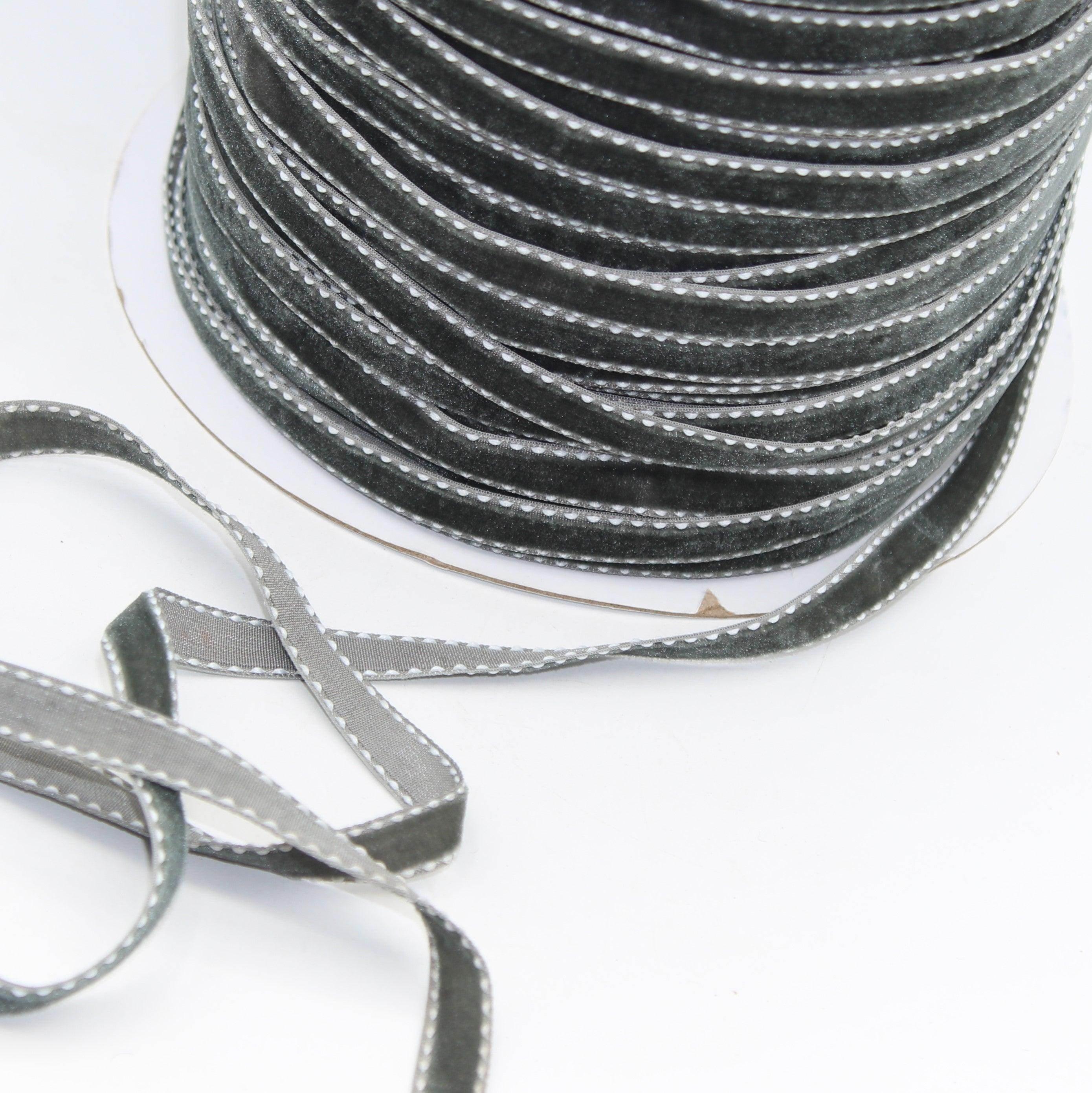 5 meters Stitched Velvet Ribbon 9 / 15 / 20mm #VEL1501 - ACCESSOIRES LEDUC BV
