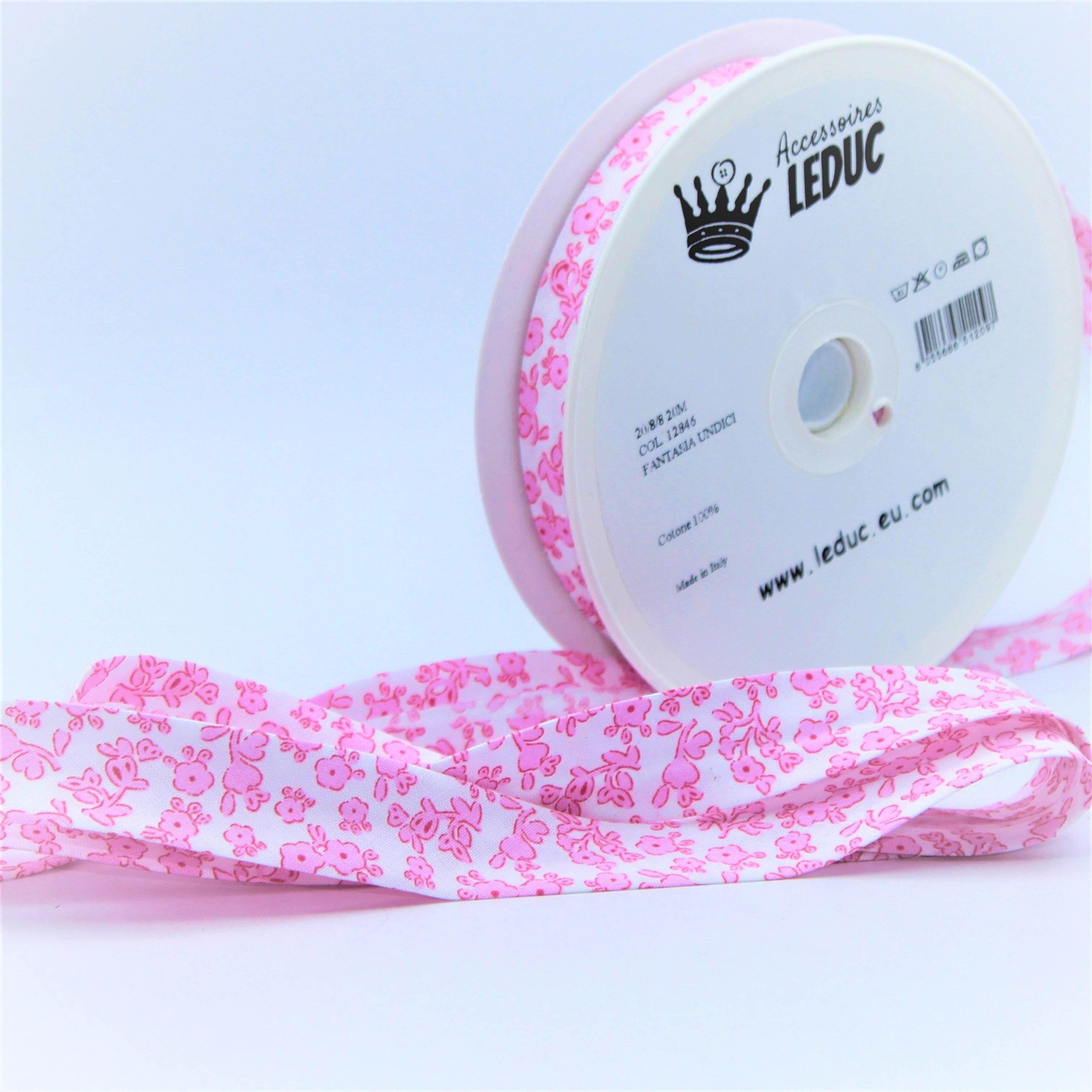 20 meters Floral Cotton Bias Binding (20mm : 20/8/8 prefolded) - ACCESSOIRES LEDUC BV
