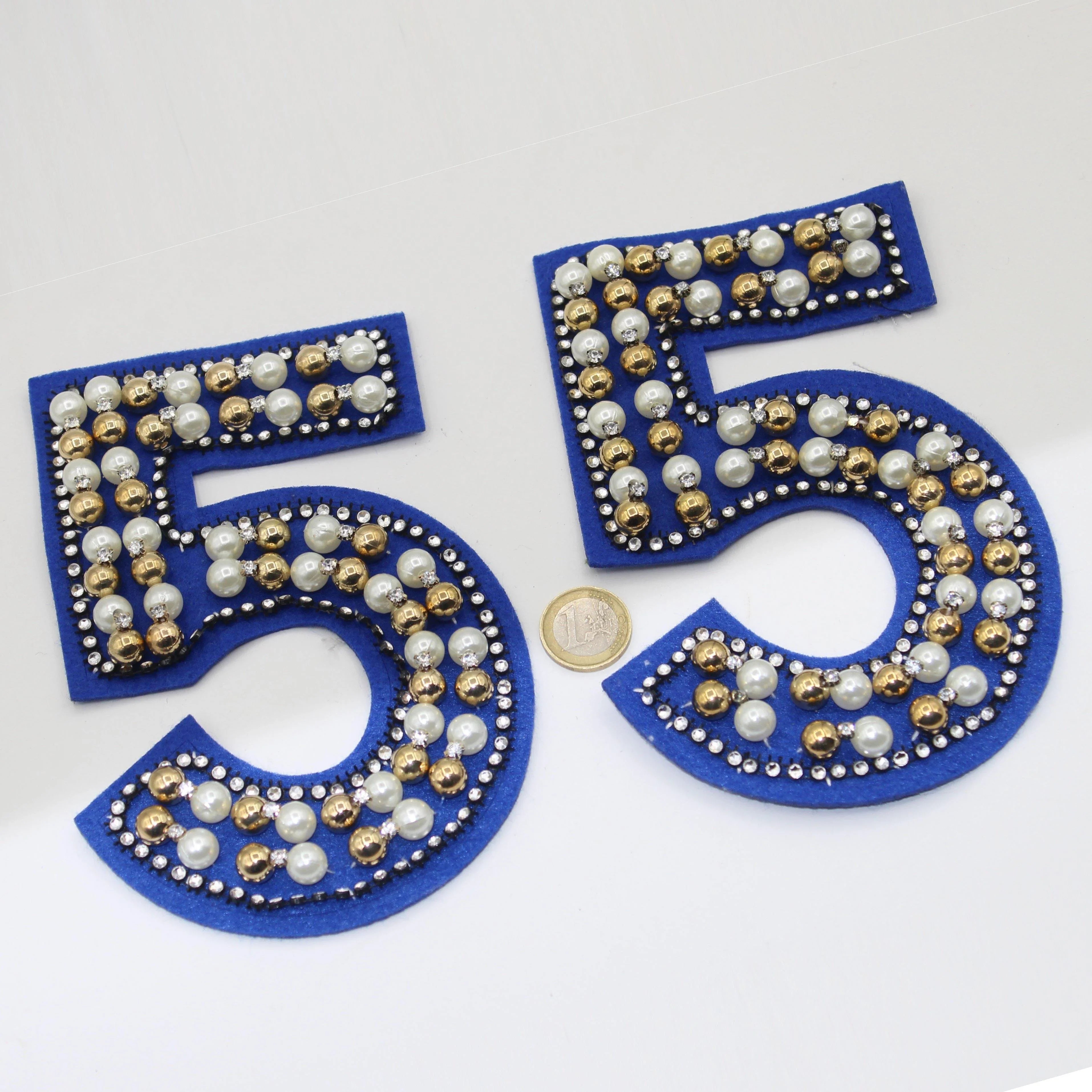 Set of 2 Large "5" with Pearls to sew on 18*10cm - ACCESSOIRES LEDUC
