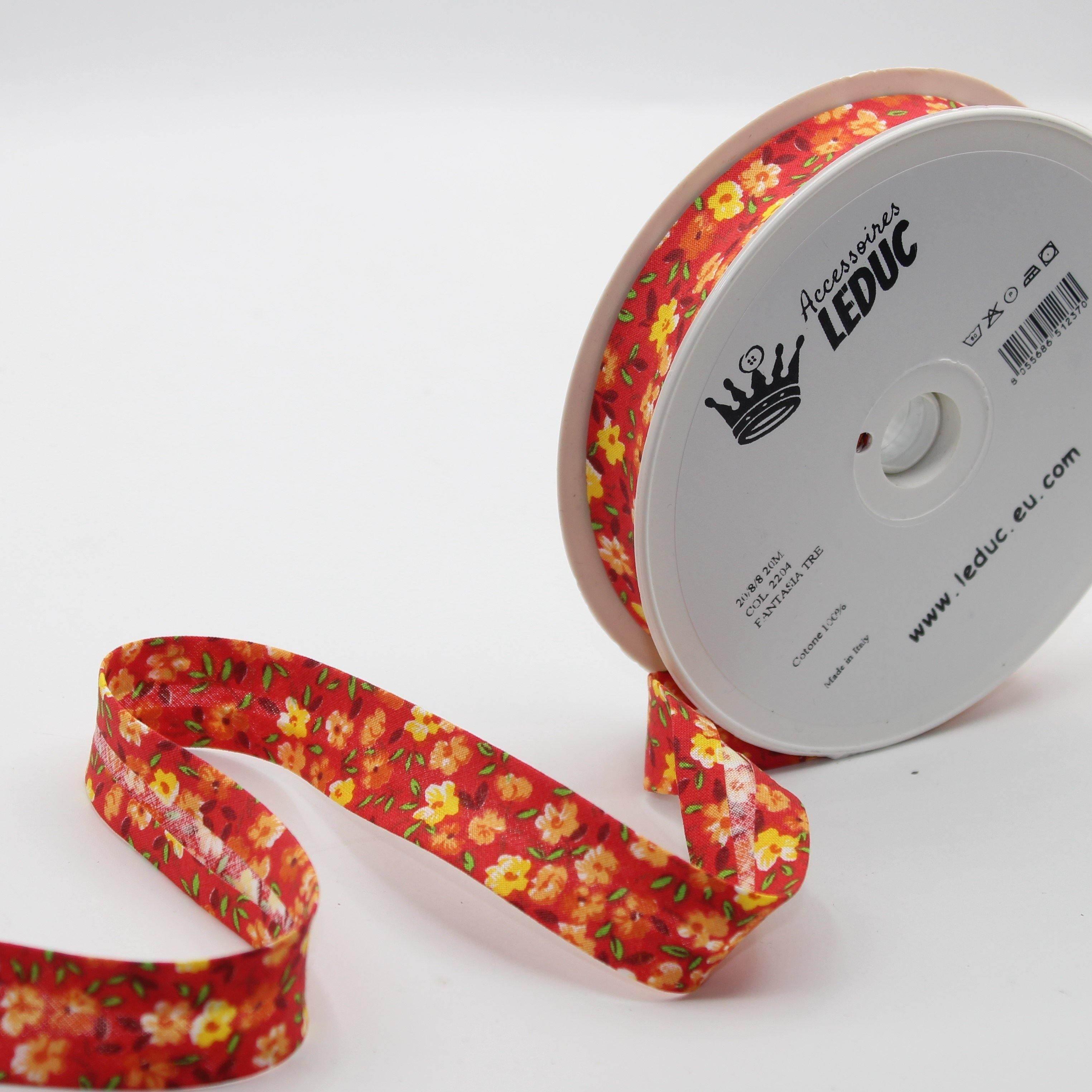 20 meters Floral Cotton Bias Binding (20mm : 20/8/8 prefolded) - ACCESSOIRES LEDUC BV