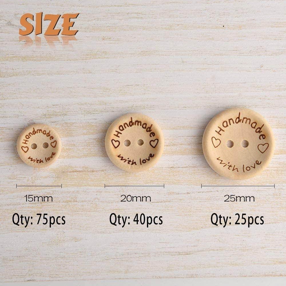 #HAB3000 Handmade 🤍 with Love 🤍 Wooden Buttons Box 140 pieces - ACCESSOIRES LEDUC BV