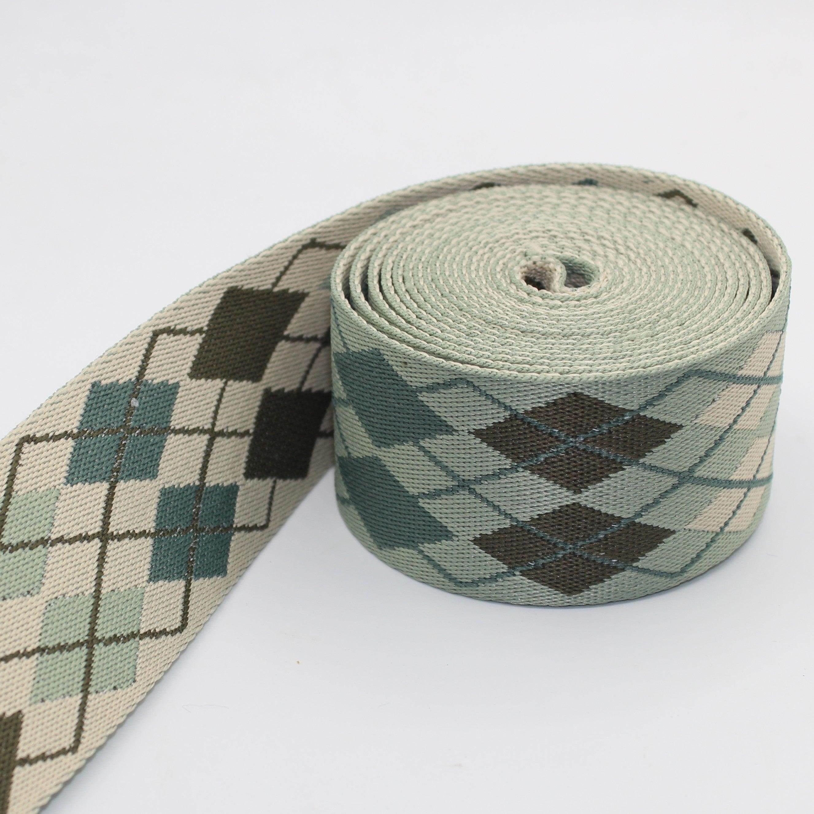5 Meters Webbing with Geometric Retro Diamond 50mm #RUB3515 - ACCESSOIRES LEDUC BV