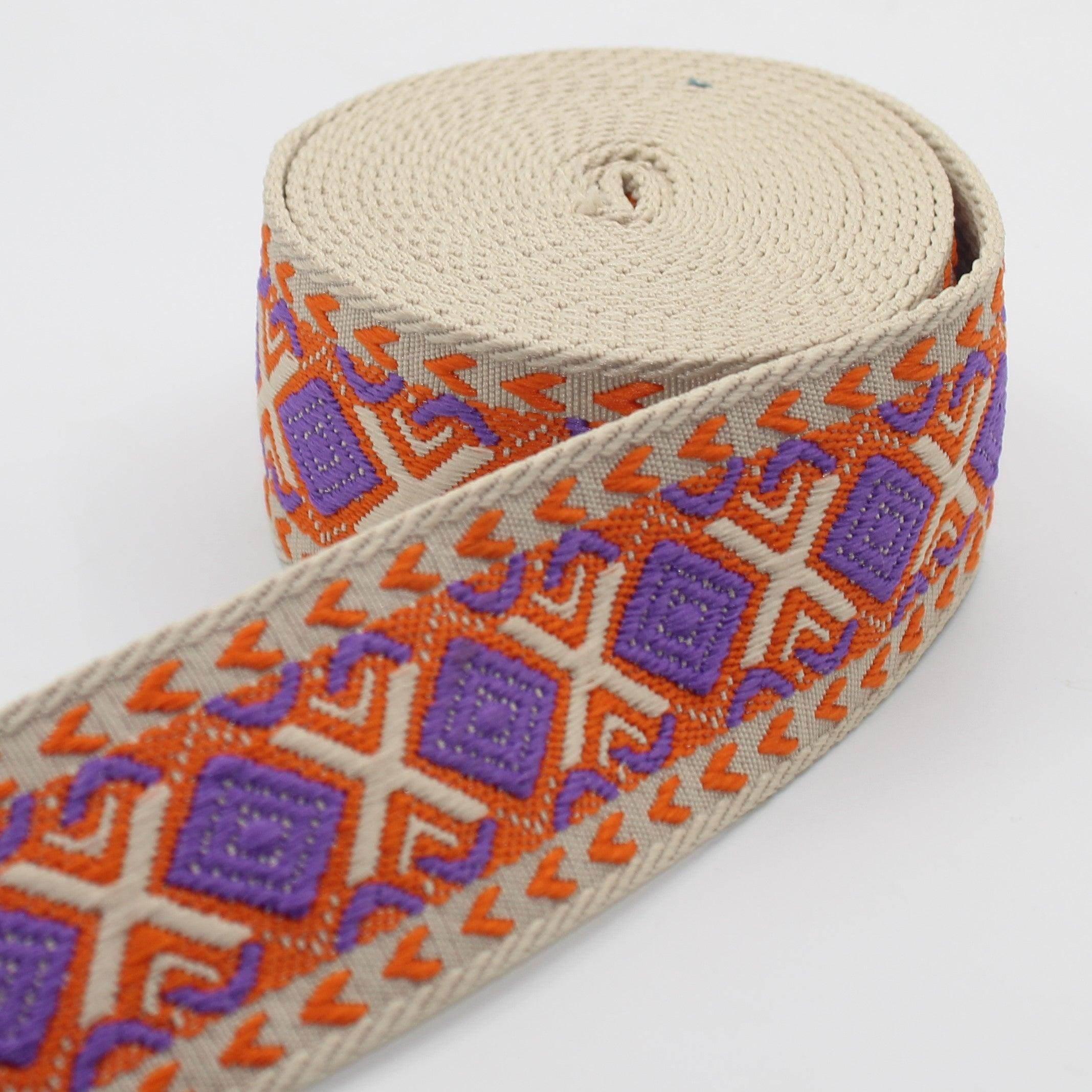 5 Meters of Webbing with ethnic Diamond Patterns 50mm #RUB3513 - ACCESSOIRES LEDUC BV