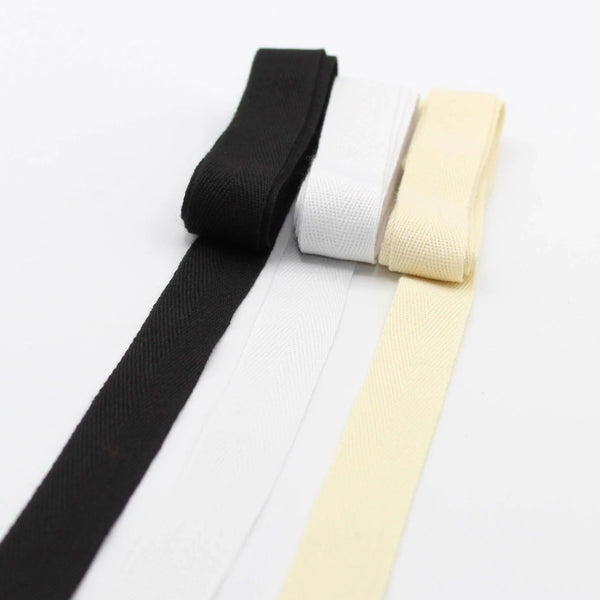 *** 5 METERS *** 20MM COLOURED SOFT COTTON HERRINGBONE - ACCESSOIRES LEDUC BV