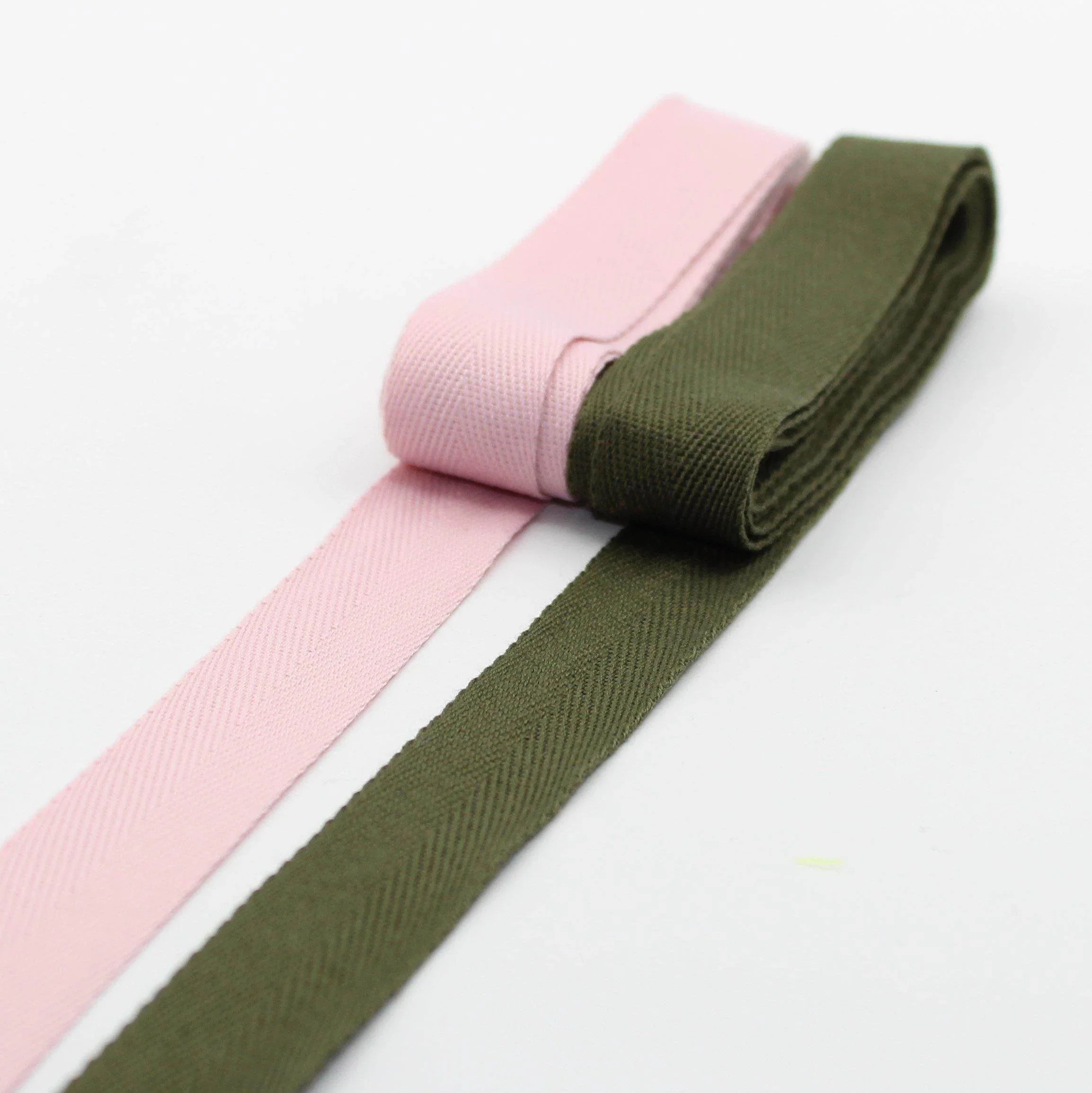 *** 5 METERS *** 20MM COLOURED SOFT COTTON HERRINGBONE - ACCESSOIRES LEDUC BV