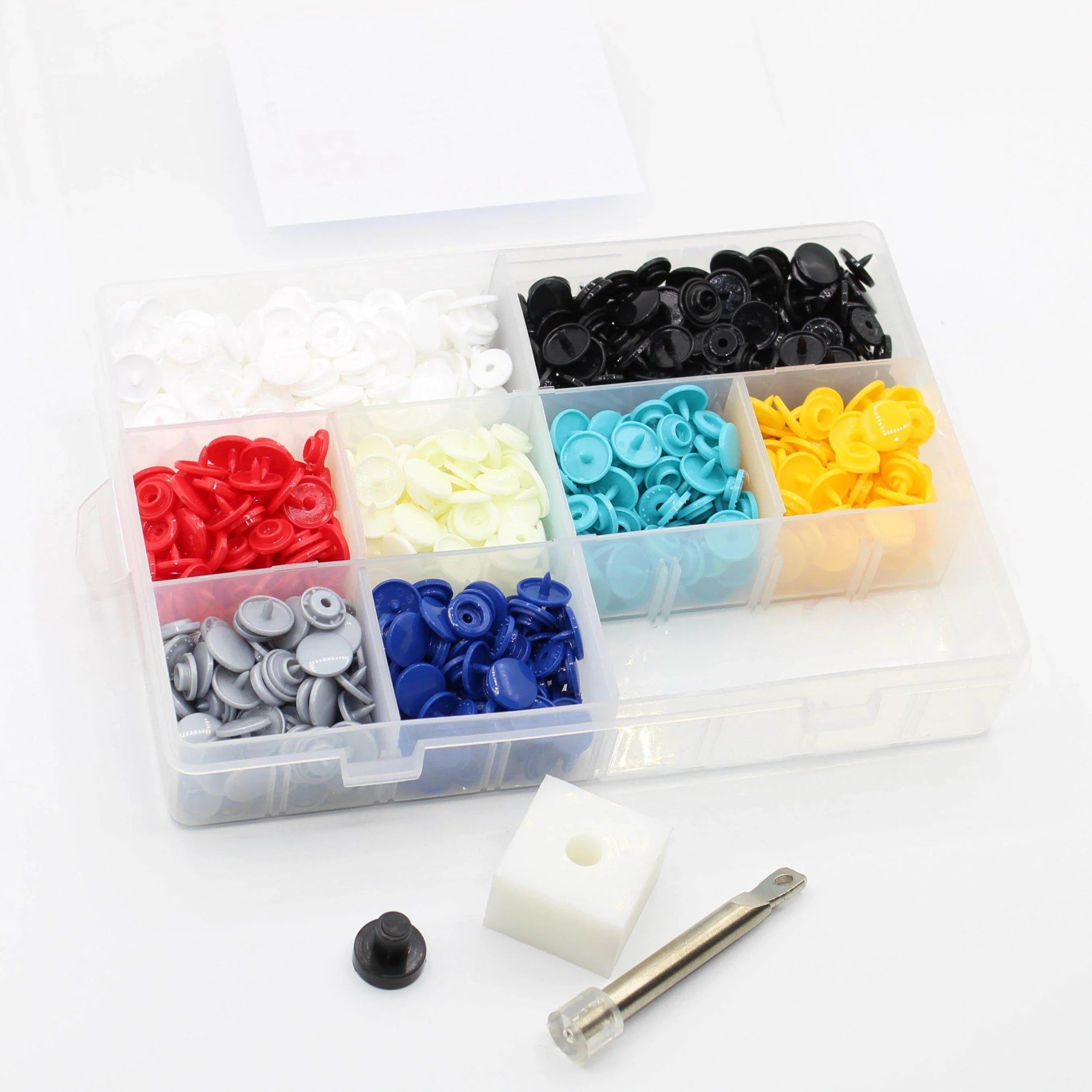 KAM snaps Box - 250 snaps + tool (8 colours) - ACCESSOIRES LEDUC BV