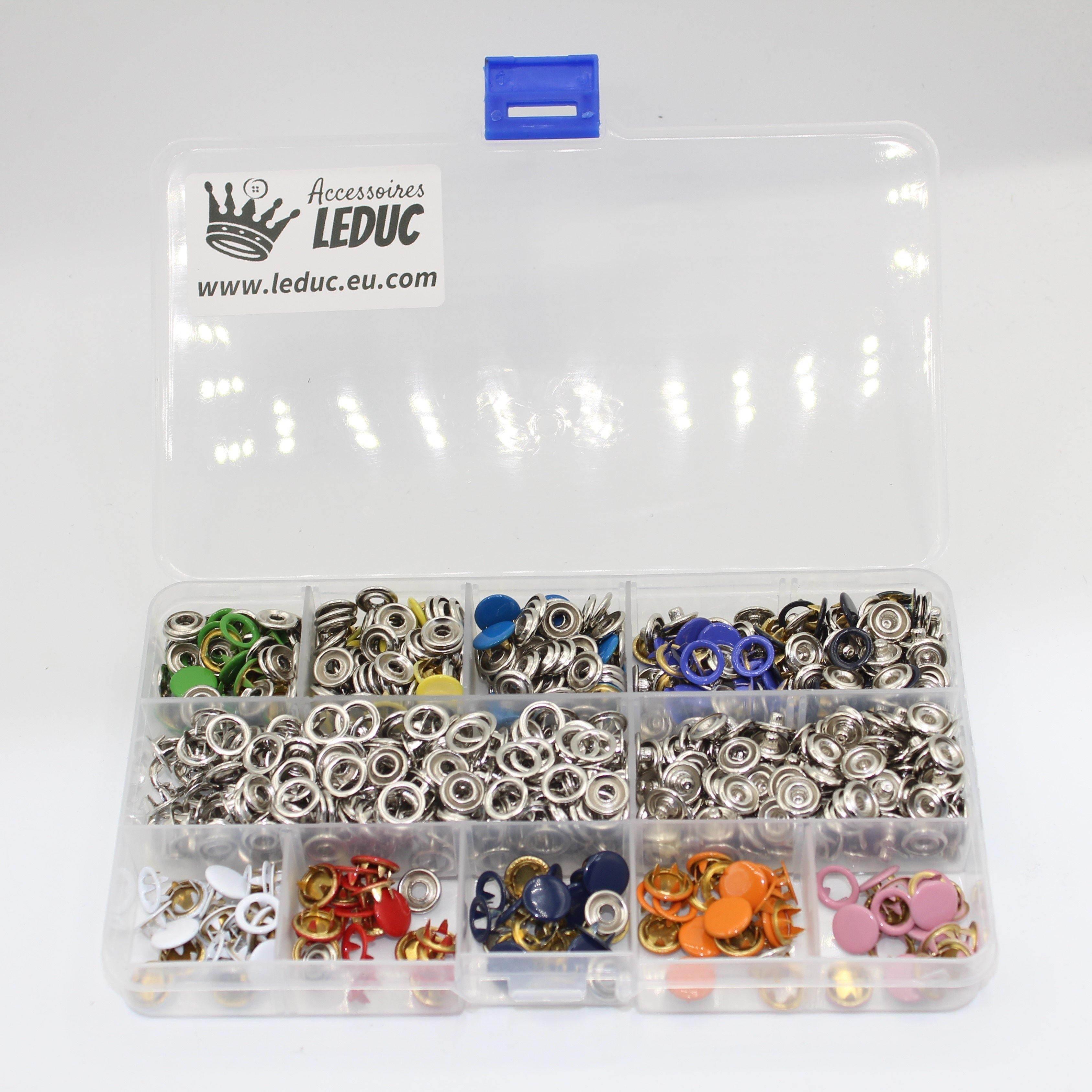 Metal Snap Buttons Box - 200 sets + tool - ACCESSOIRES LEDUC BV