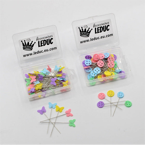 2 boxes of Pins : Butterflies / Buttons head - ACCESSOIRES LEDUC BV