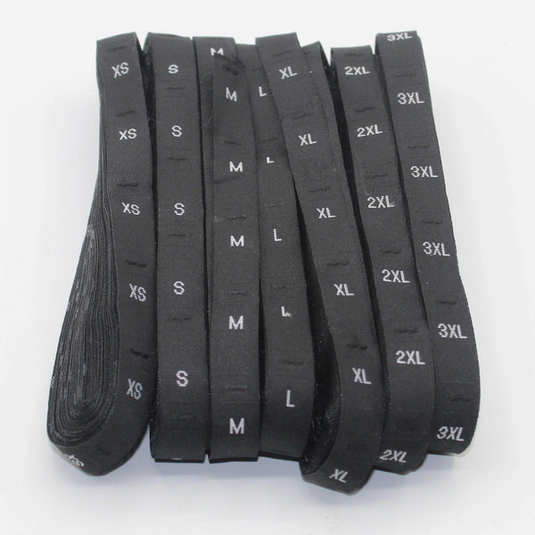 Set of 7*500 Size labels XS S M L XL 2XL 3XL - total 3500pcs #HAB1x021 - Black or White - ACCESSOIRES LEDUC BV