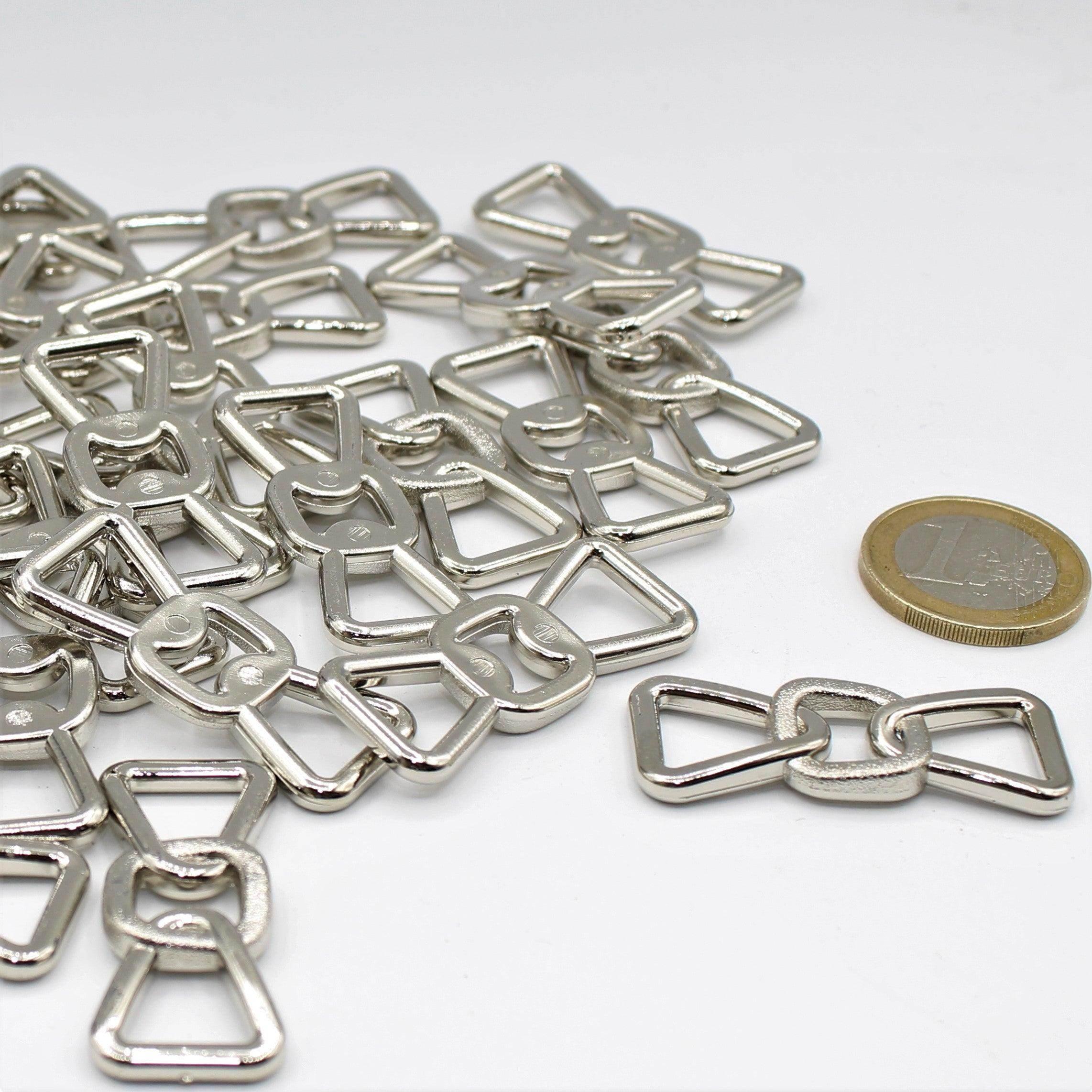3 Metal Decorative Buckles for Bag Silver 41 mm - ACCESSOIRES LEDUC BV