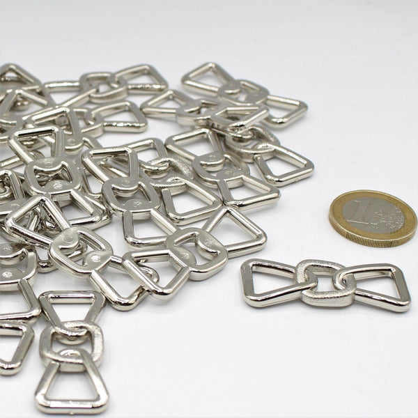3 Metal Decorative Buckles for Bag Silver 41 mm - ACCESSOIRES LEDUC BV