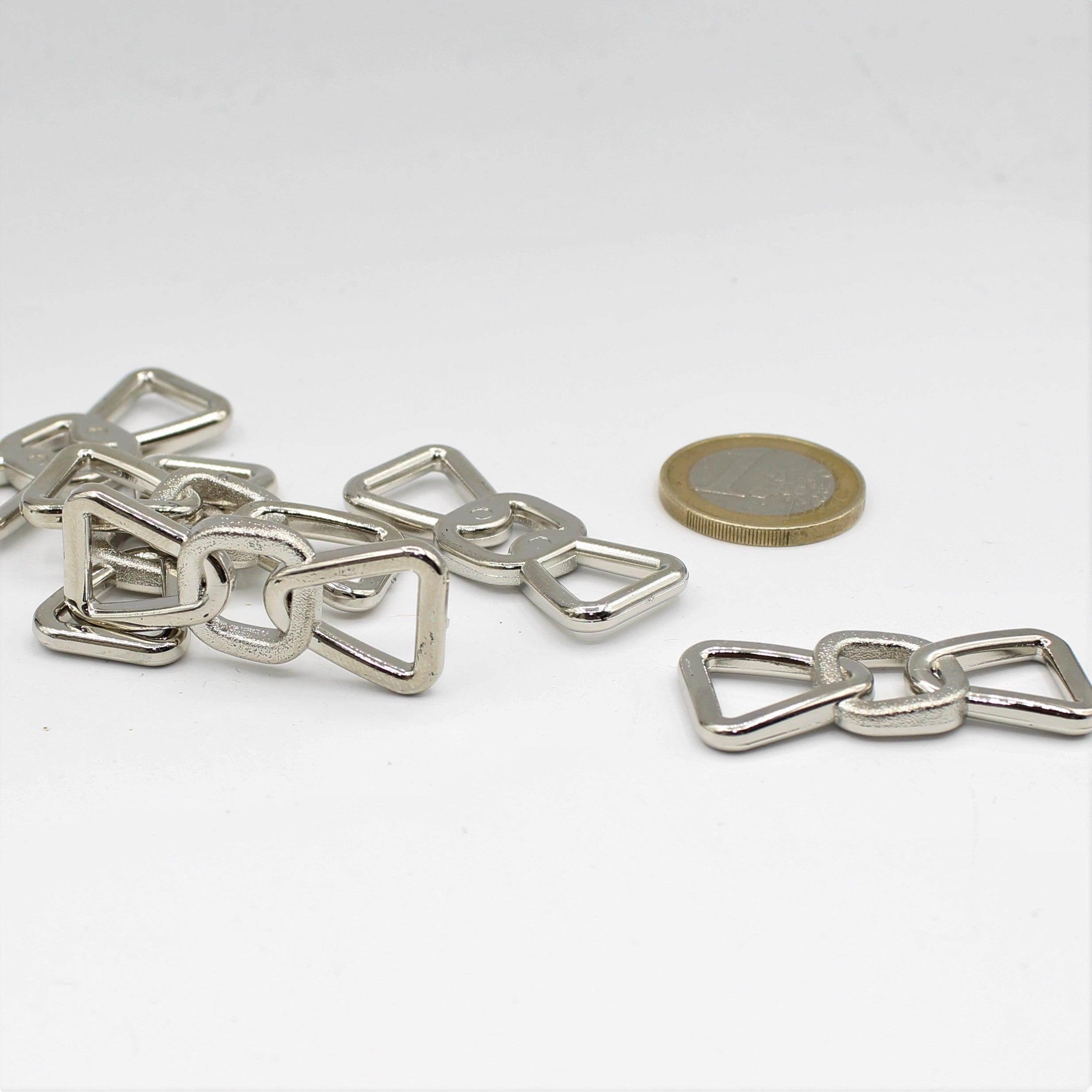 3 Metal Decorative Buckles for Bag Silver 41 mm - ACCESSOIRES LEDUC BV