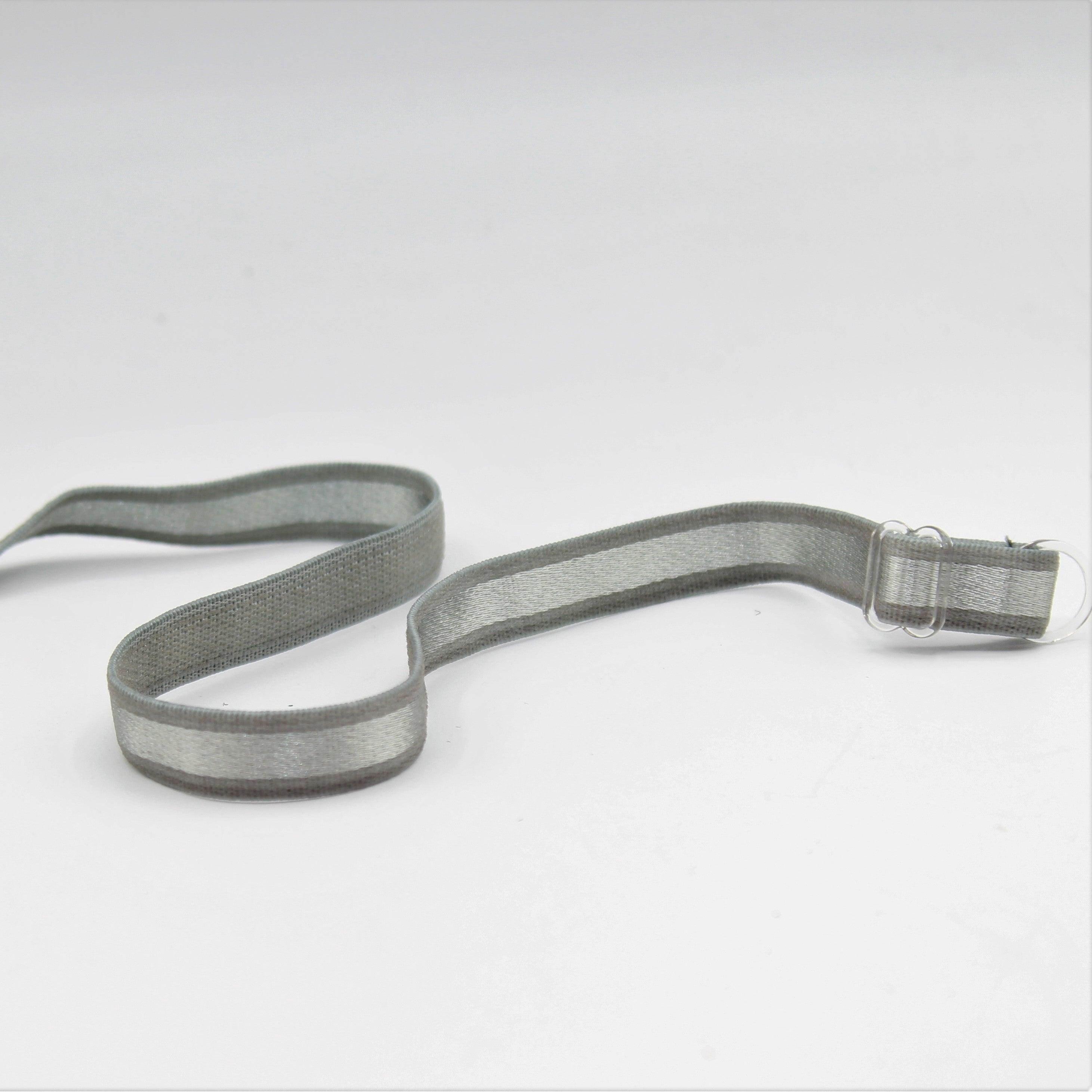 2 Pairs of Gray Non-Slip Adjustable Plastic Hook Bra Straps Elastic 38x1 cm - ACCESSOIRES LEDUC BV