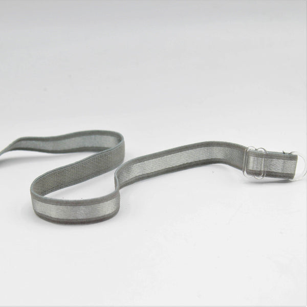 2 Pairs of Gray Non-Slip Adjustable Plastic Hook Bra Straps Elastic 38x1 cm - ACCESSOIRES LEDUC BV