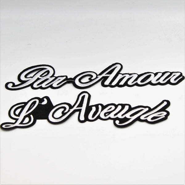Black and White Iron-on Patch "PAR AMOUR AND  "L'AVEUGLE" - ACCESSOIRES LEDUC