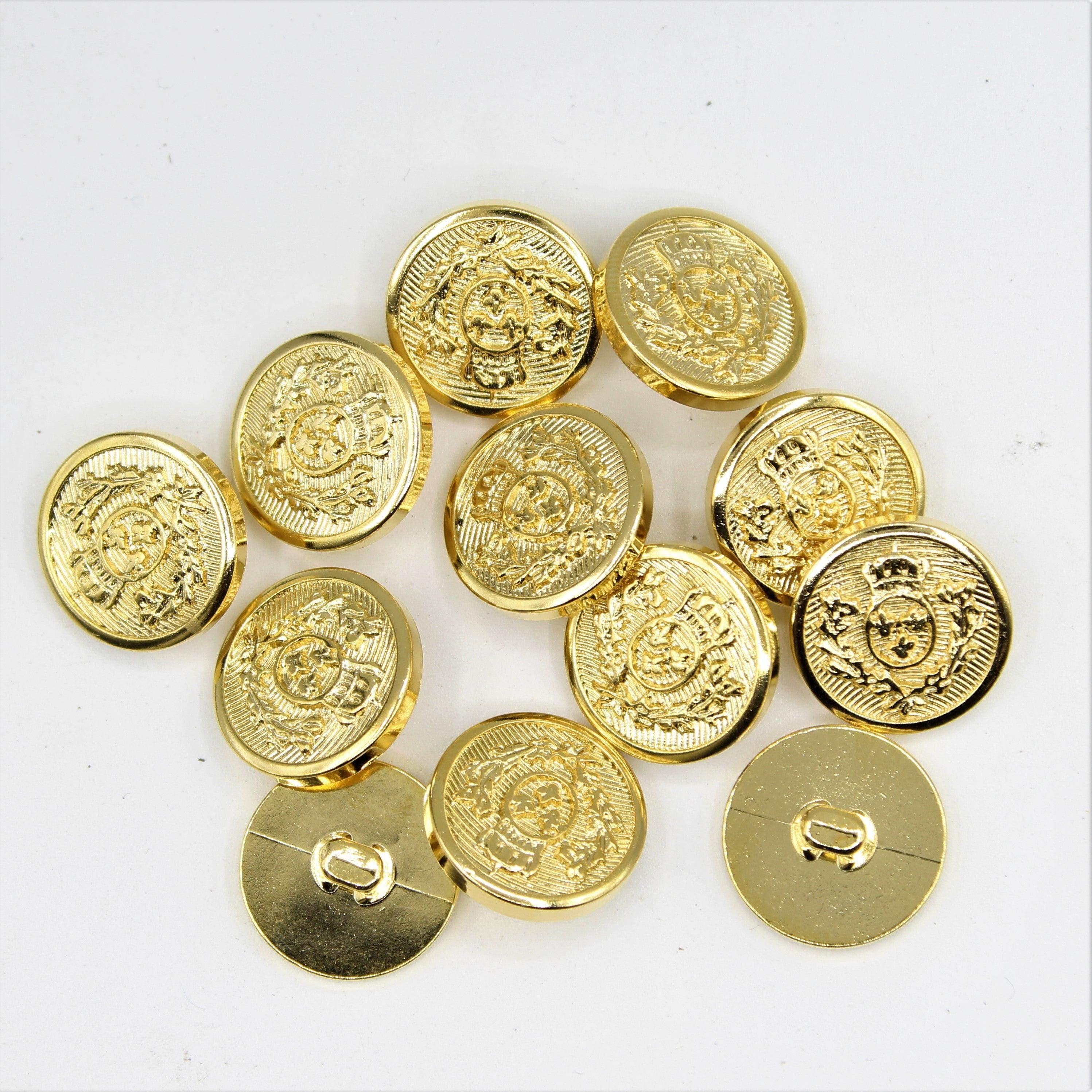 Gold and Silver Metallized Nylon Shank Button with Crown Design 15,18,20 and 23mm - ACCESSOIRES LEDUC BV