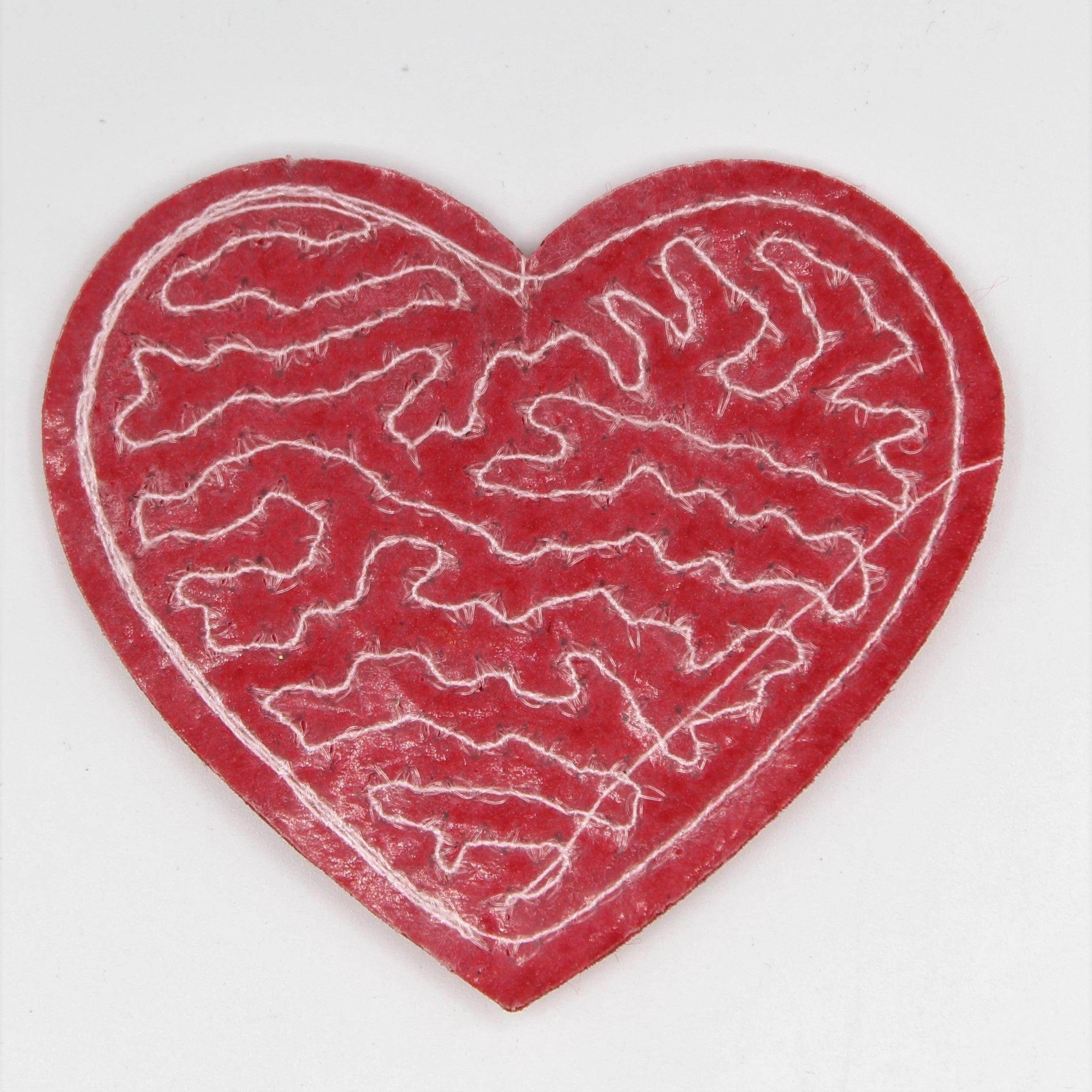 Set of 2 Red Heart Patch with Sequins 7cm - ACCESSOIRES LEDUC BV