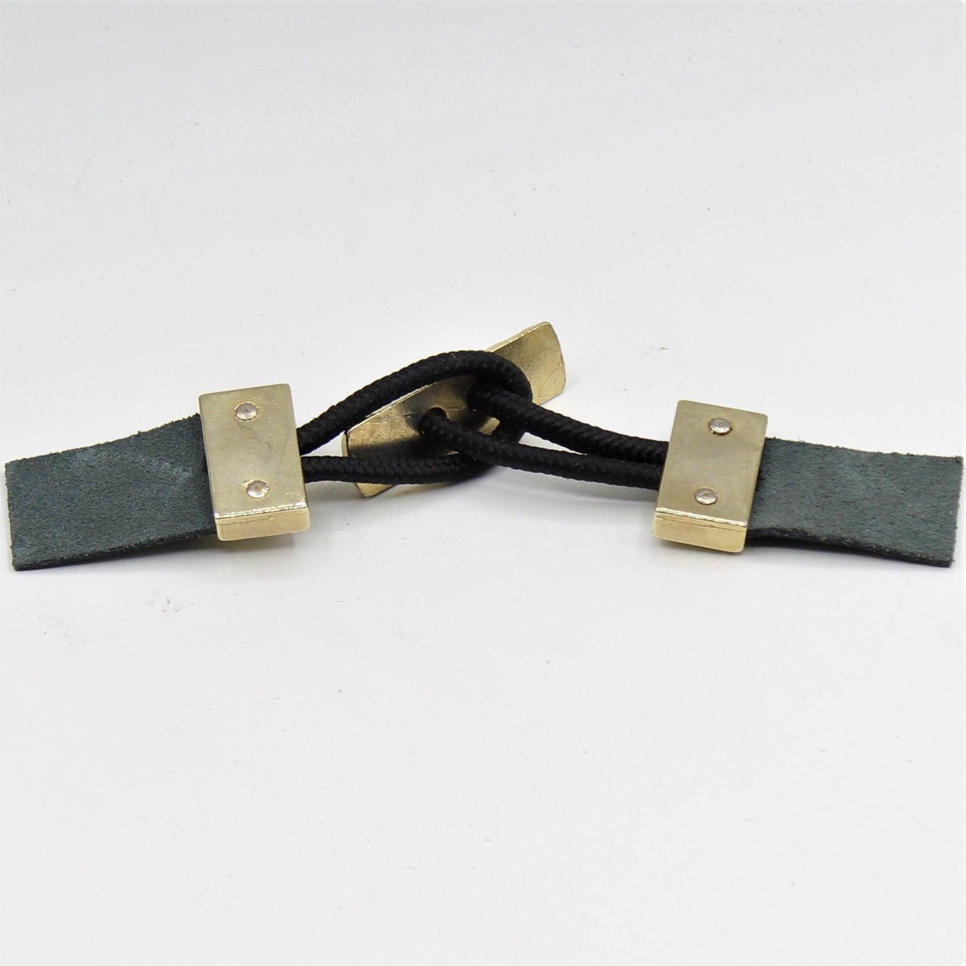 Leather and Gold Bag Buckle Fastener 13cm - ACCESSOIRES LEDUC BV