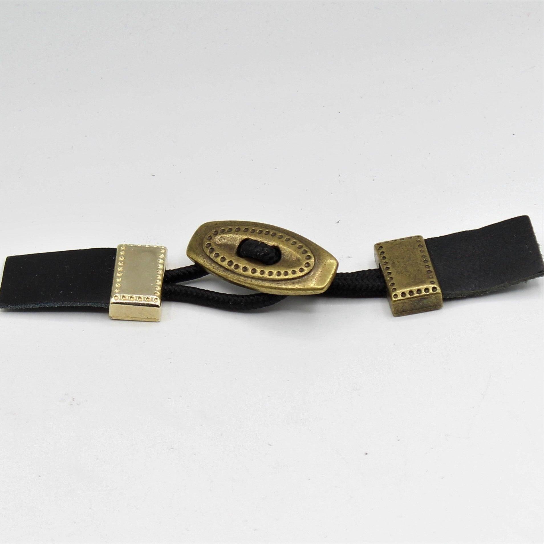 Leather and Gold Bag Buckle Fastener 13cm - ACCESSOIRES LEDUC BV