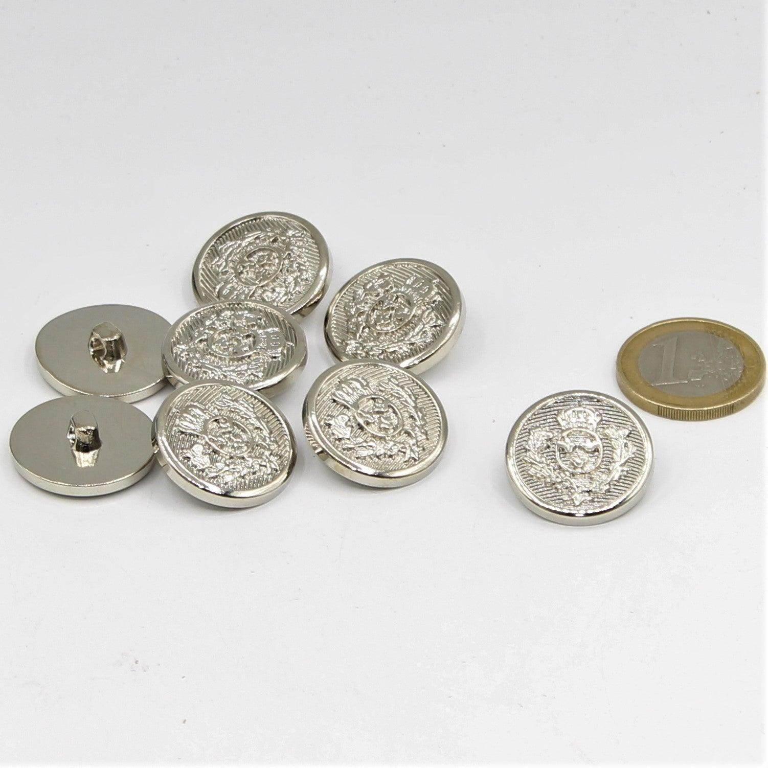 Gold and Silver Metallized Nylon Shank Button with Crown Design 15,18,20 and 23mm - ACCESSOIRES LEDUC BV