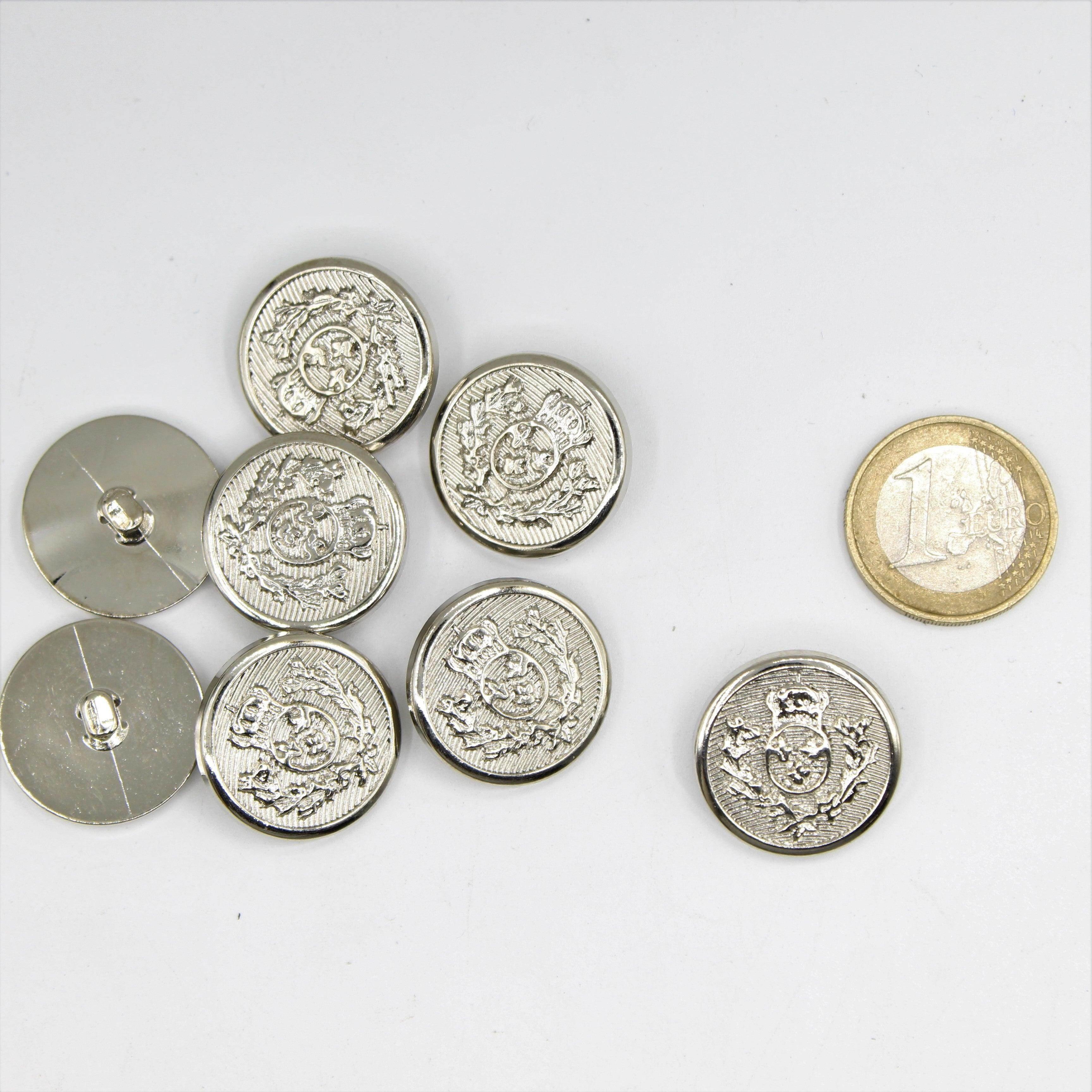 Gold and Silver Metallized Nylon Shank Button with Crown Design 15,18,20 and 23mm - ACCESSOIRES LEDUC BV