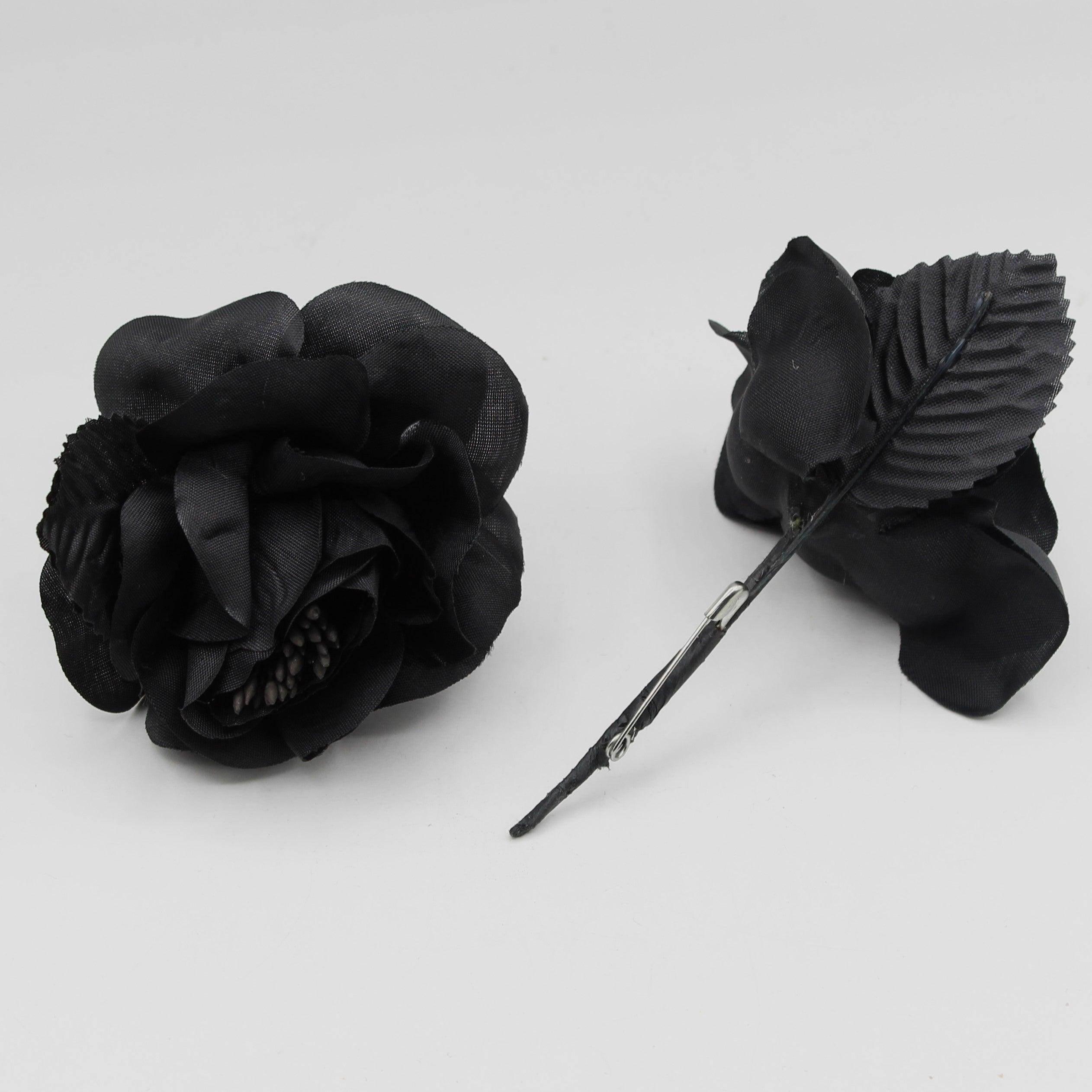 5 Plastic BROCHES/CORSAGE/FLOWERS, Length 7CM With Safety Pin, High Quality, Color BLACK - ACCESSOIRES LEDUC BV