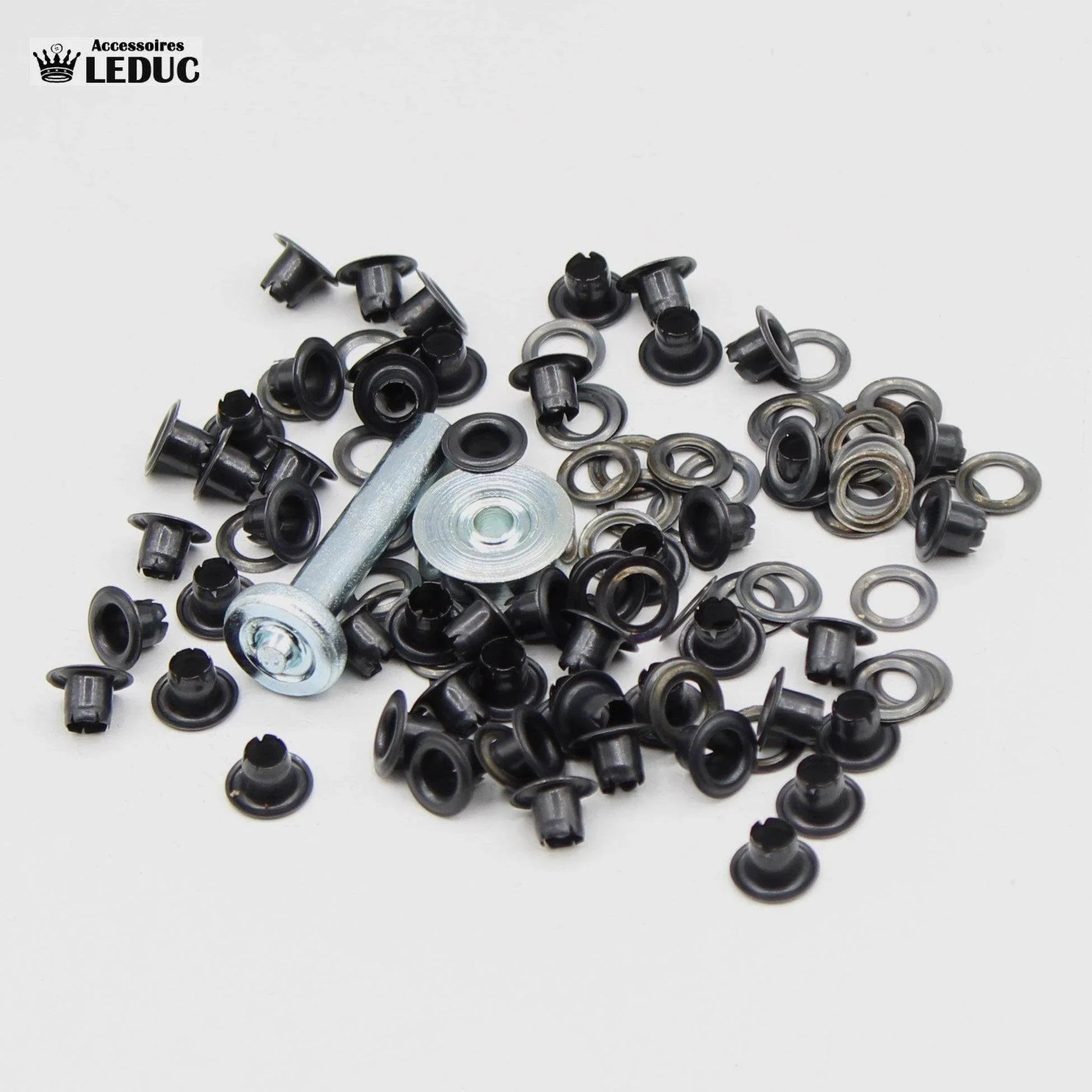 Eyelets Gold , Silver, Bronze, Gunmetal and Rust with Tool - ACCESSOIRES LEDUC BV