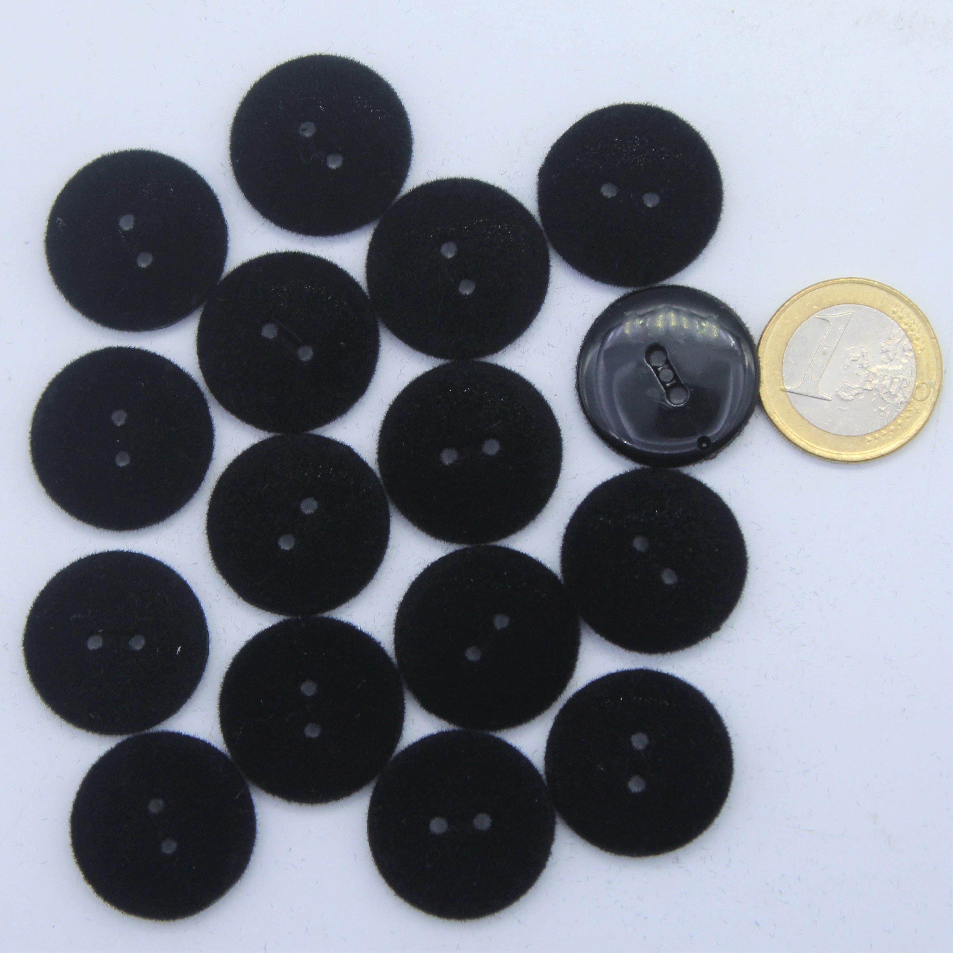 Black Velvet Nylon Button 2 holes #KN24000 - ACCESSOIRES LEDUC BV