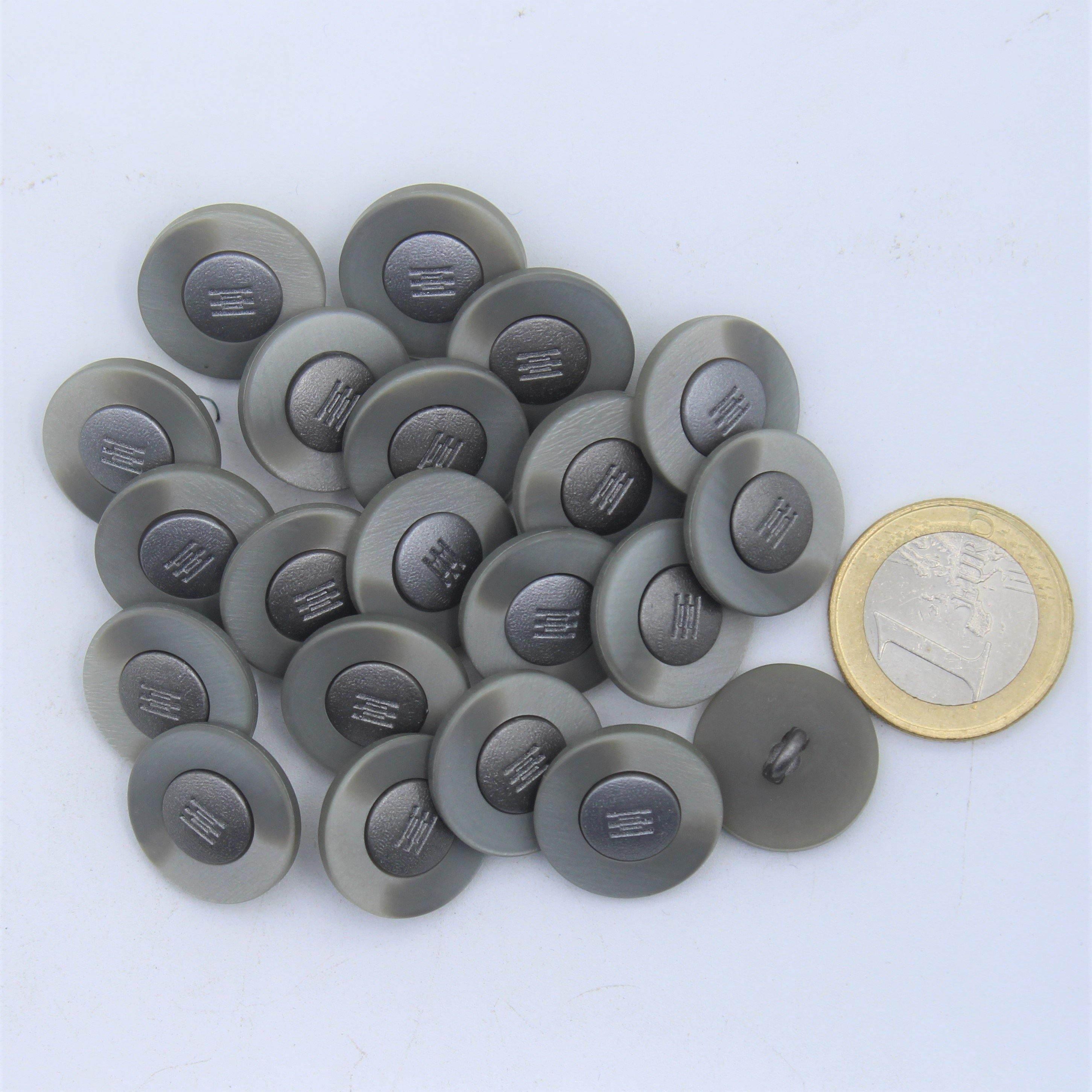 Grey Sān gān Compound Shank Button #KCQ4009 - ACCESSOIRES LEDUC BV