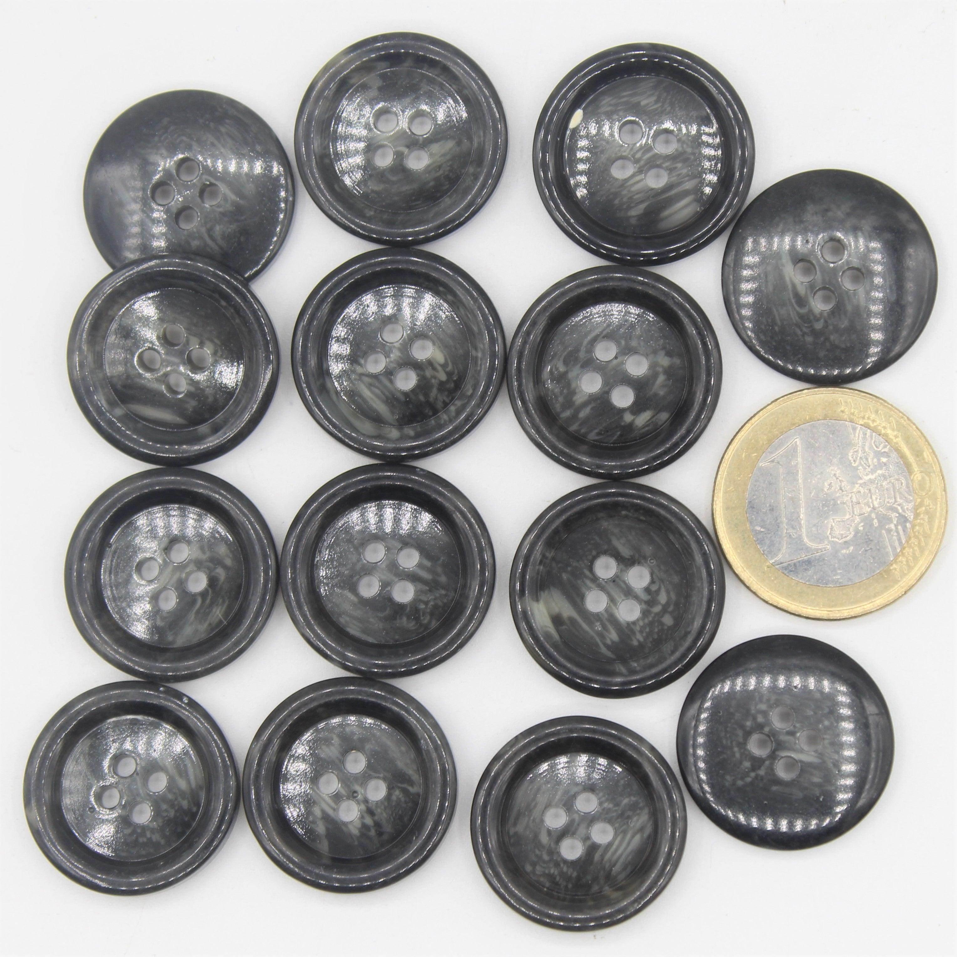 Galalith Marble Button Dark Grey #KG44003 - ACCESSOIRES LEDUC BV