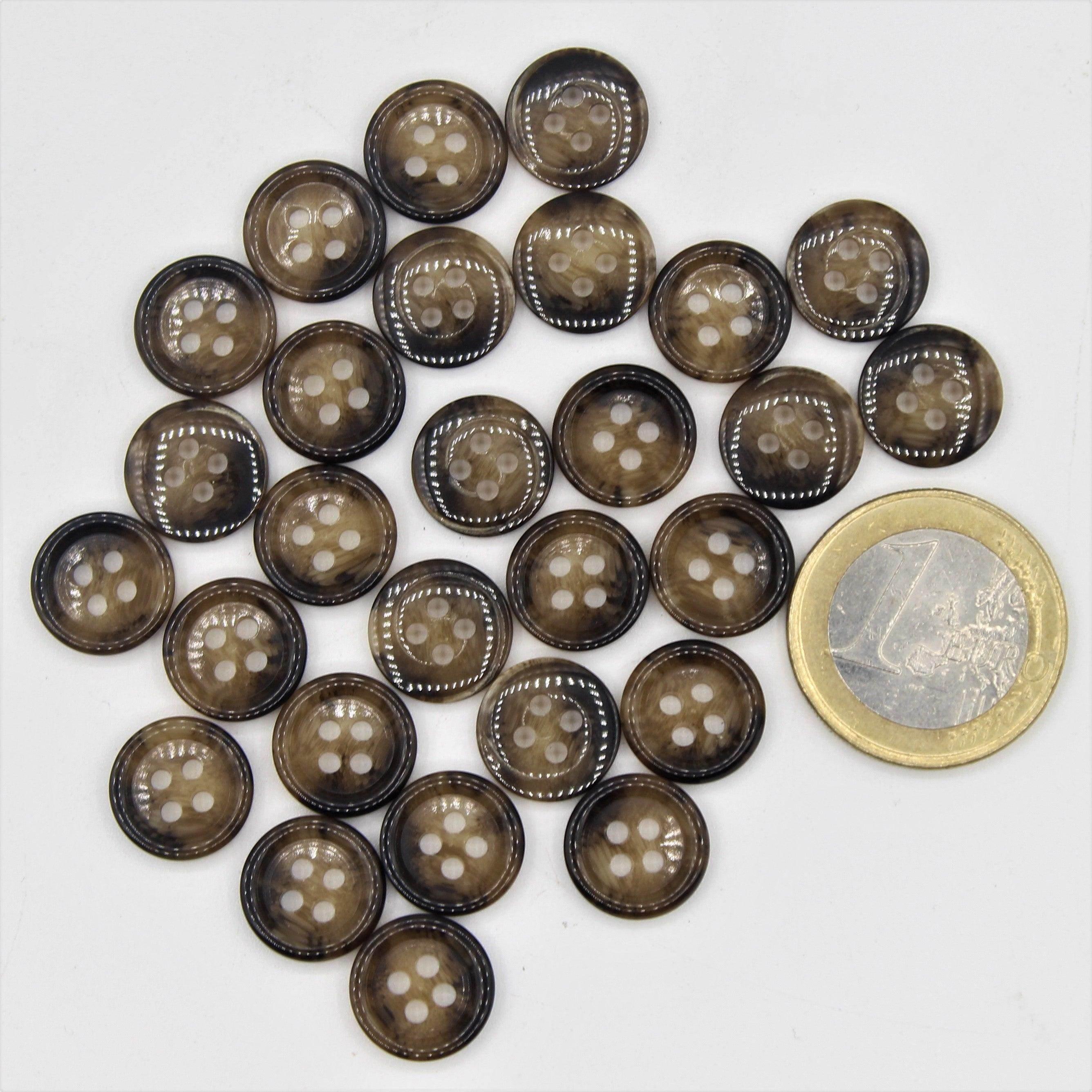 Galalith Marble Button Brown #KG44006 - ACCESSOIRES LEDUC BV