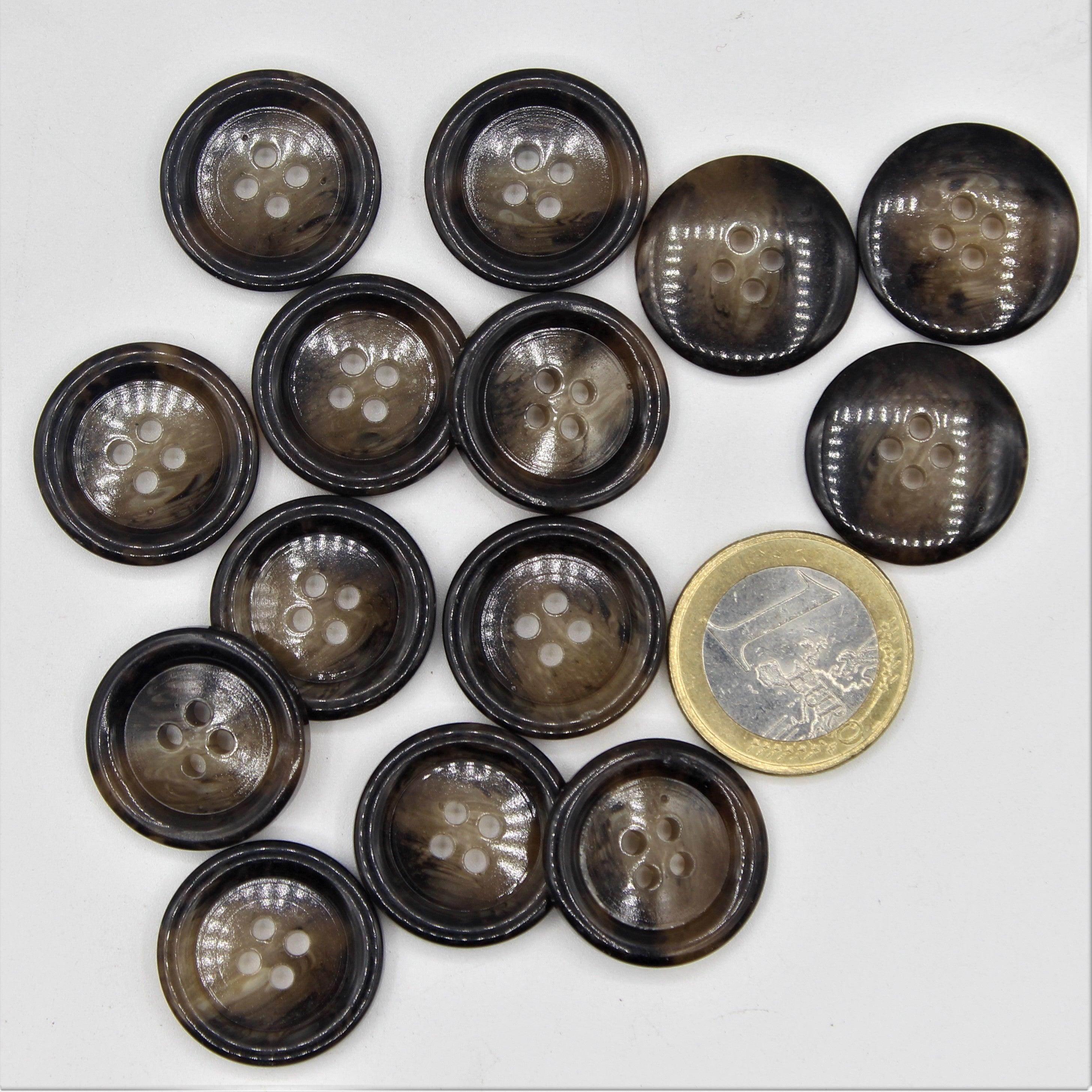 Galalith Marble Button Brown #KG44006 - ACCESSOIRES LEDUC BV