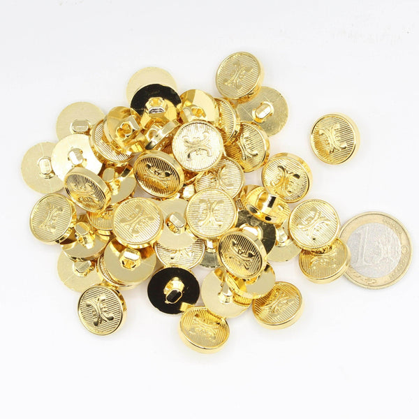 Gold Metal Crest H with lines style Vintage Blazer Buttons #KMQ012 - ACCESSOIRES LEDUC BV