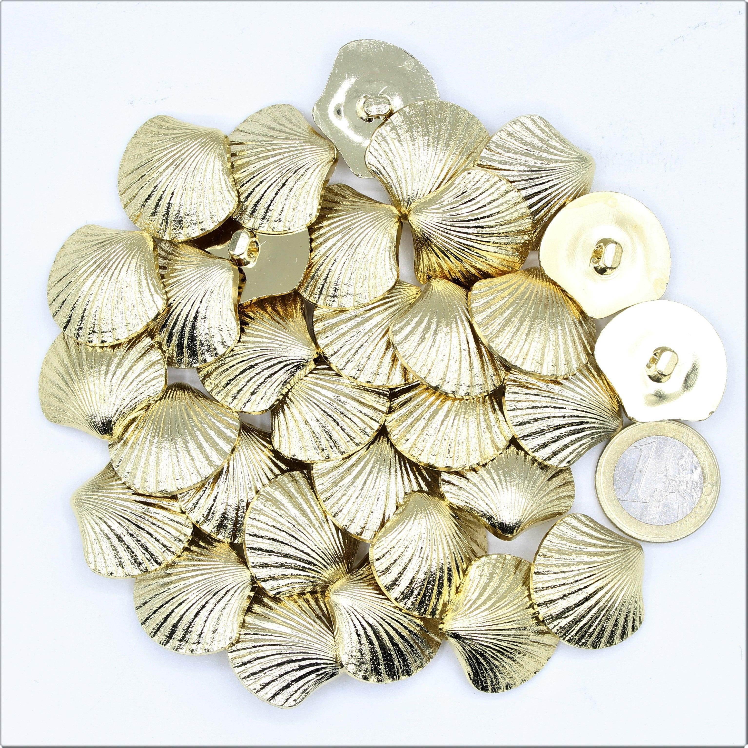 Gold Metal Shell Vintage Blazer Shank Buttons #KMQ042 - ACCESSOIRES LEDUC BV